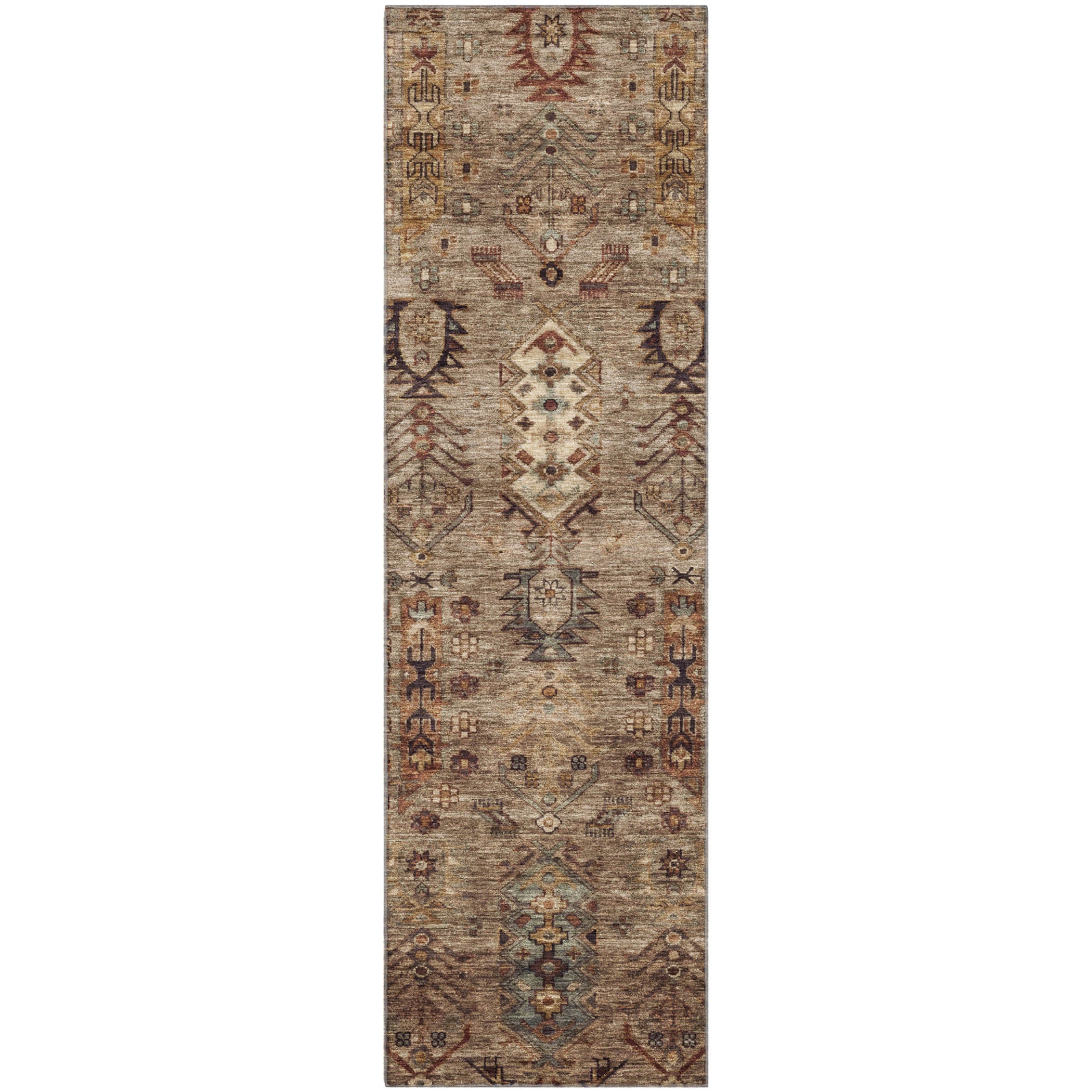 Havana Machine Washable Traditional Brown Rug 2'3" x 7'6" #shape_Runner