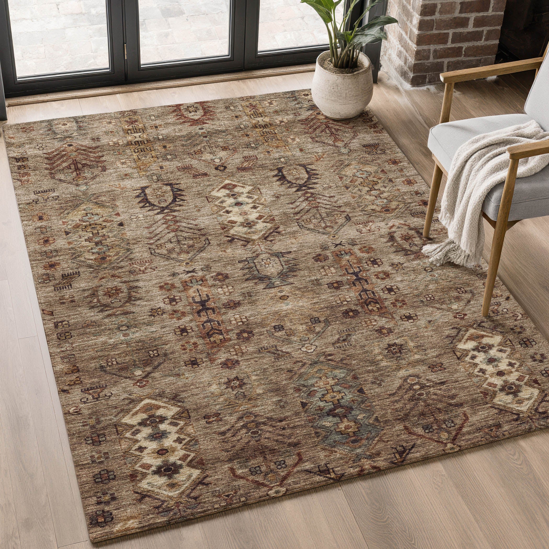 Havana Machine Washable Traditional Brown Rug 2'6" x 3'10" #shape_Rectangle