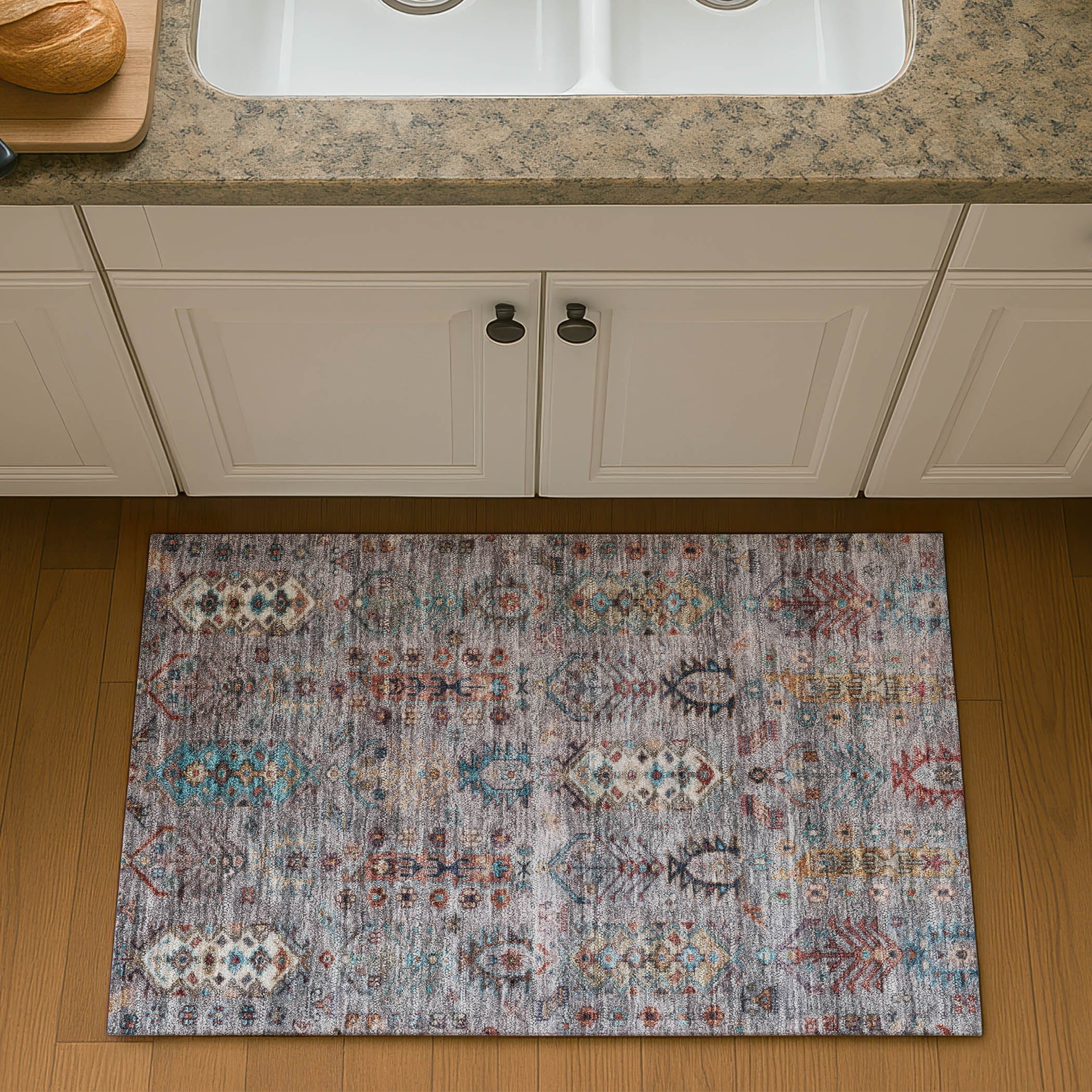 Havana Machine Washable Traditional Gray Rug 1'8" x 2'6" #shape_Rectangle