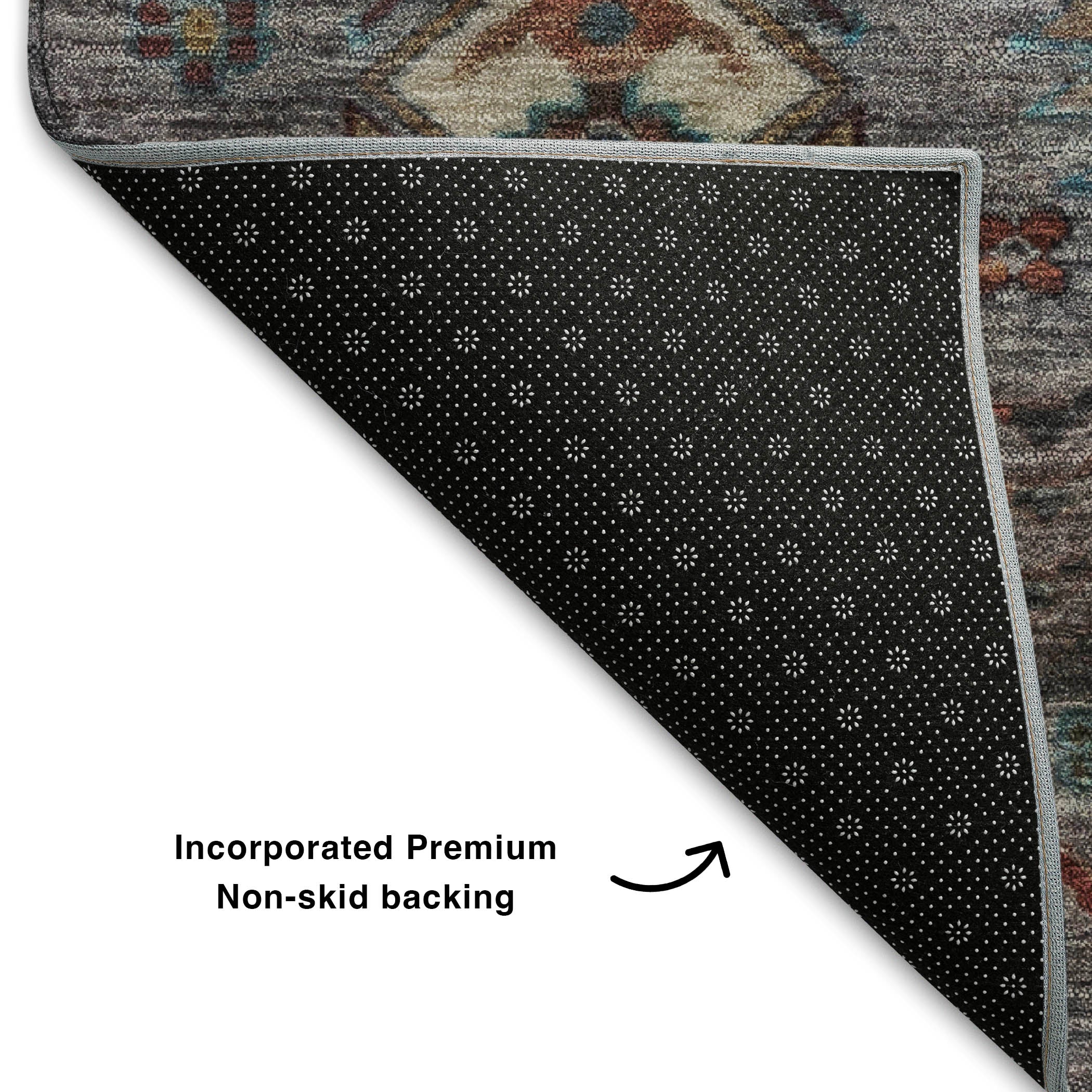 Havana Machine Washable Traditional Gray Rug 1'8" x 2'6" #shape_Rectangle