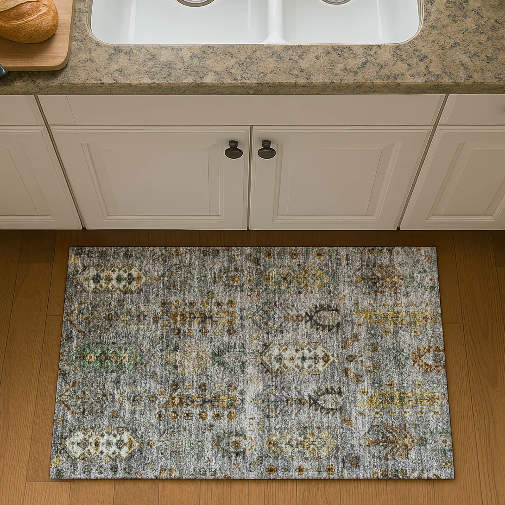 Havana Machine Washable Traditional Pewter Gray Rug 1'8" x 2'6" #shape_Rectangle