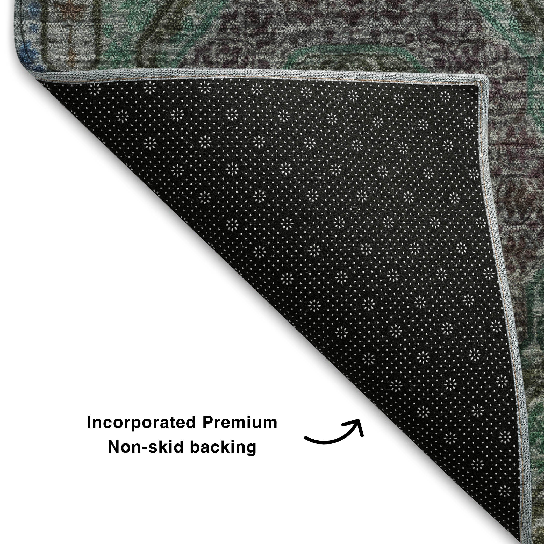 Athens Machine Washable Transitional Green Rug 1'8" x 2'6" #shape_Rectangle