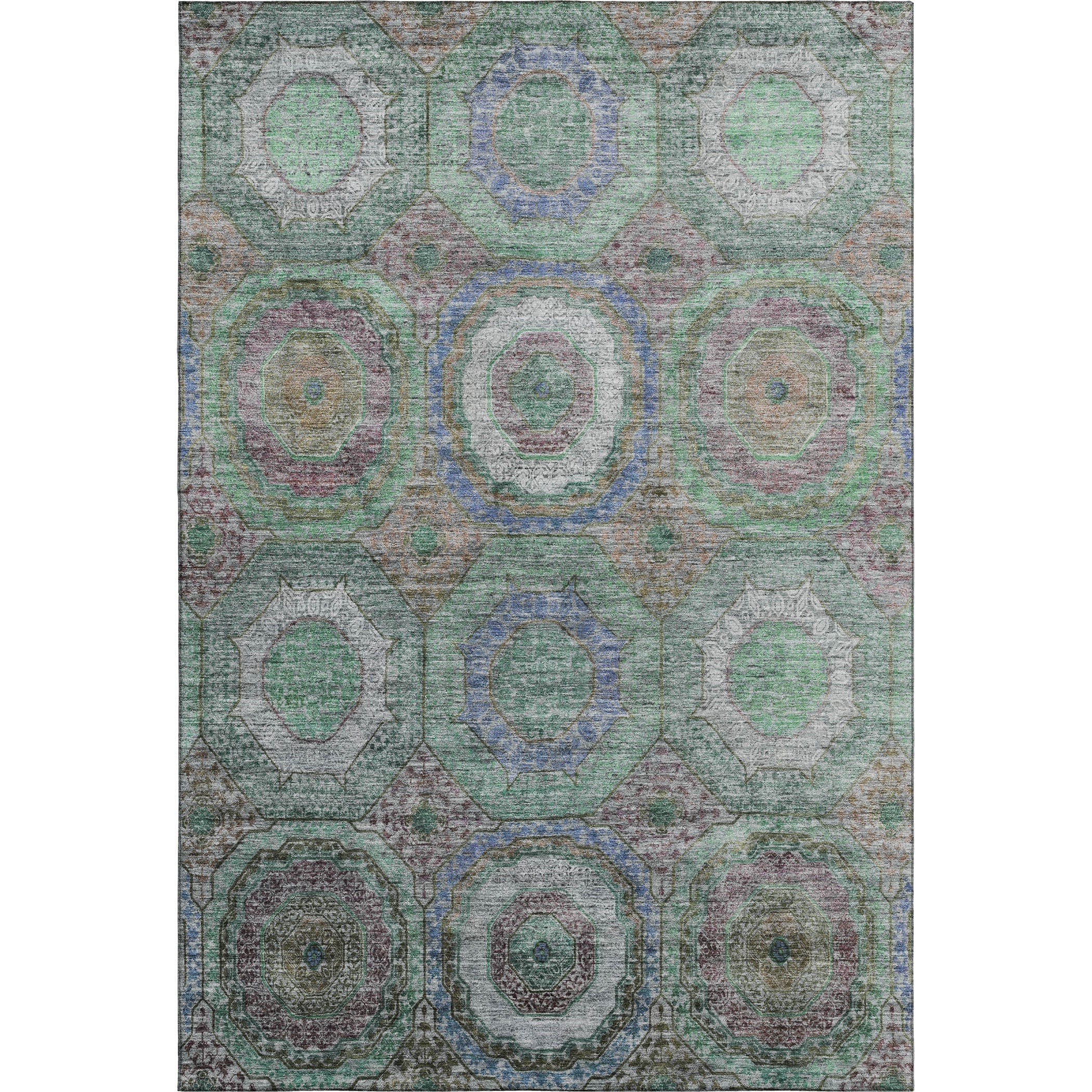 Athens Machine Washable Transitional Green Rug 2'6" x 3'10" #shape_Rectangle