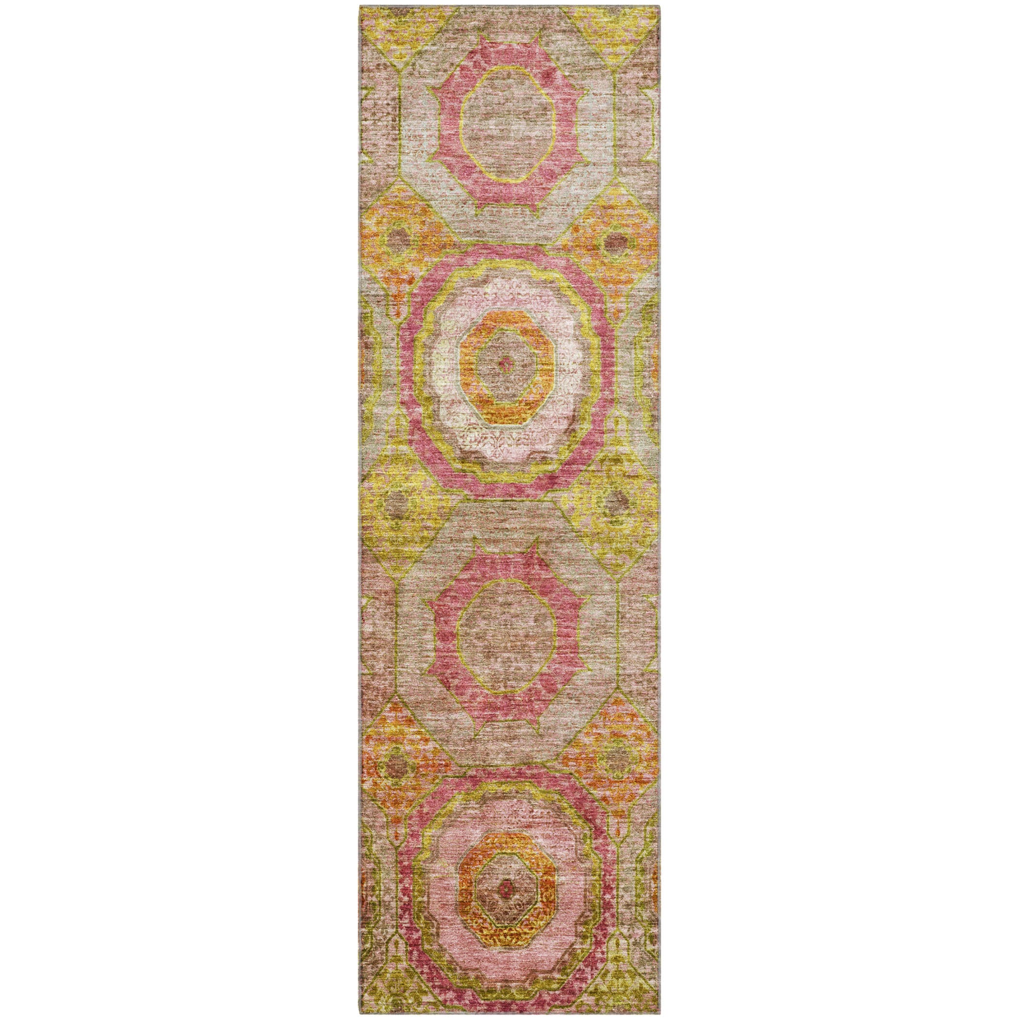 Athens Machine Washable Transitional Orange Rug 2'3" x 7'6" #shape_Runner