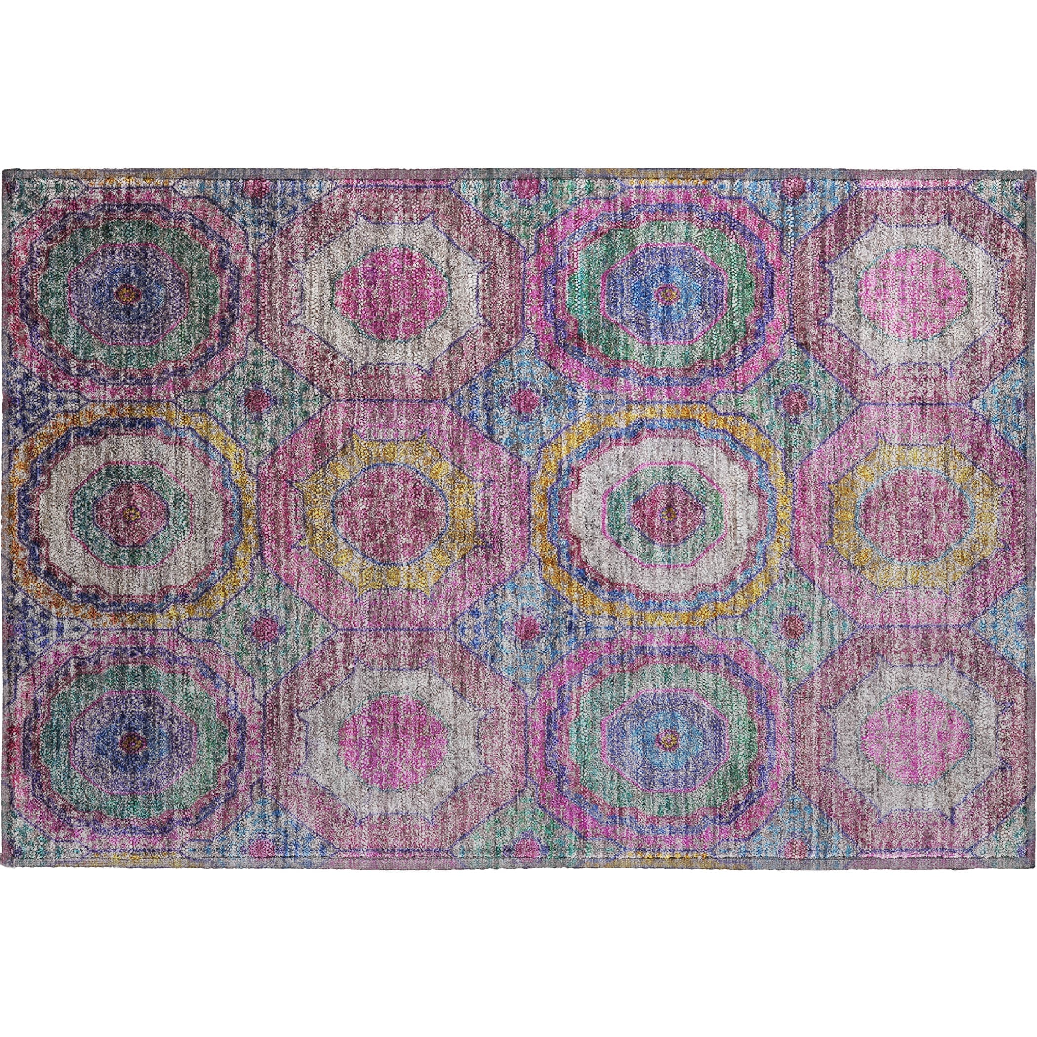 Athens Machine Washable Transitional Pink Rug 1'8" x 2'6" #shape_Rectangle