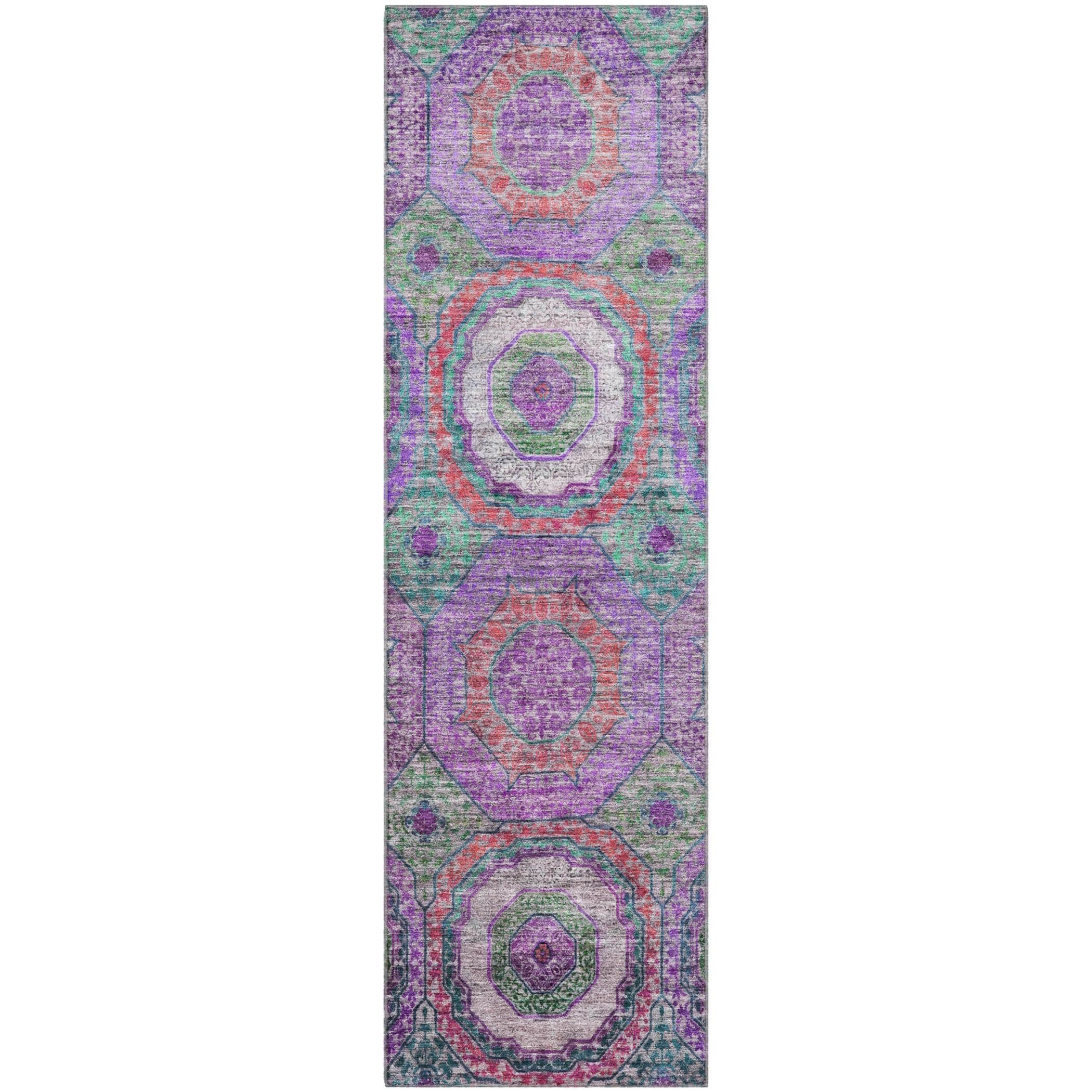 Athens Machine Washable Transitional Purple Rug 2'3" x 7'6" #shape_Runner