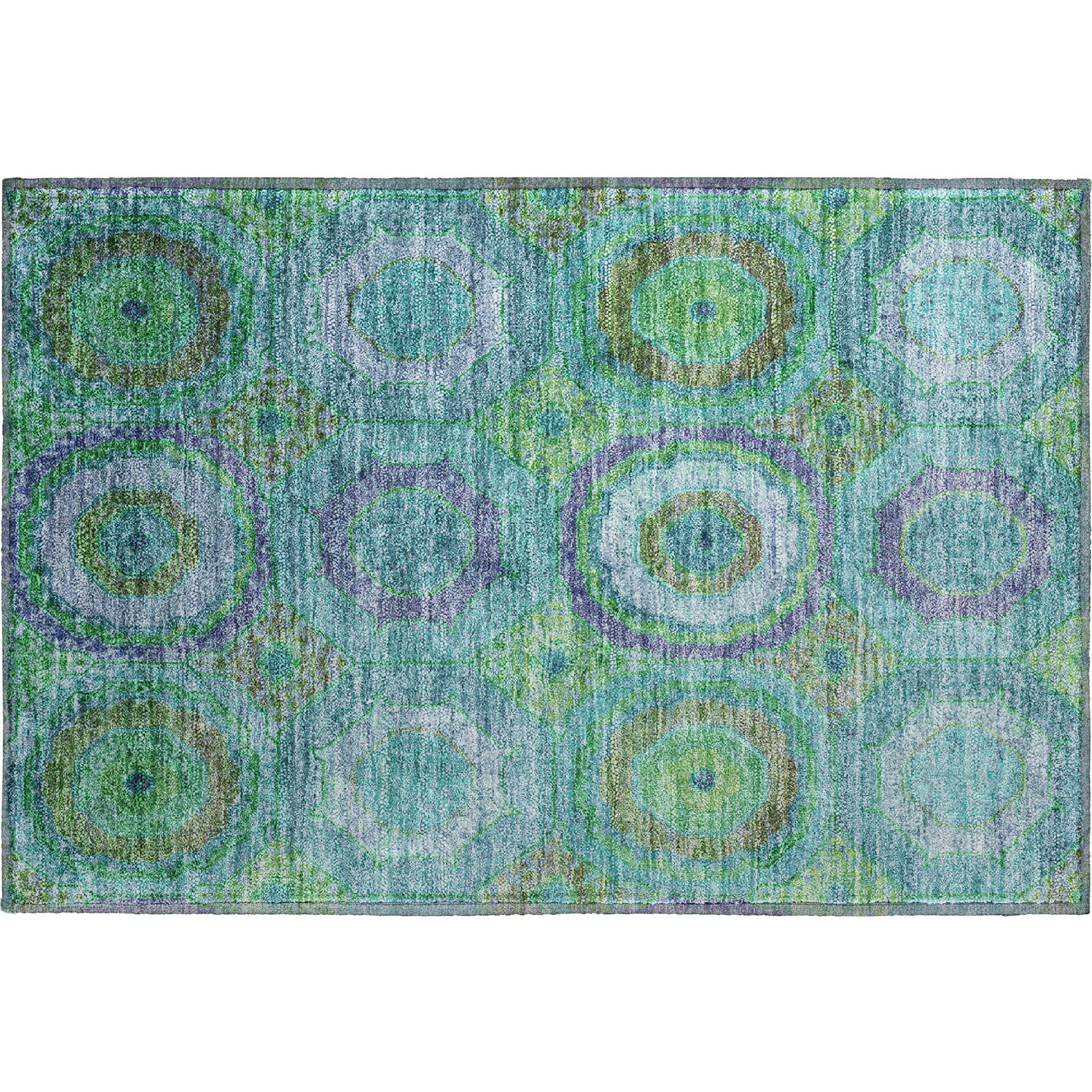 Athens Machine Washable Transitional Teal Rug 1'8" x 2'6" #shape_Rectangle