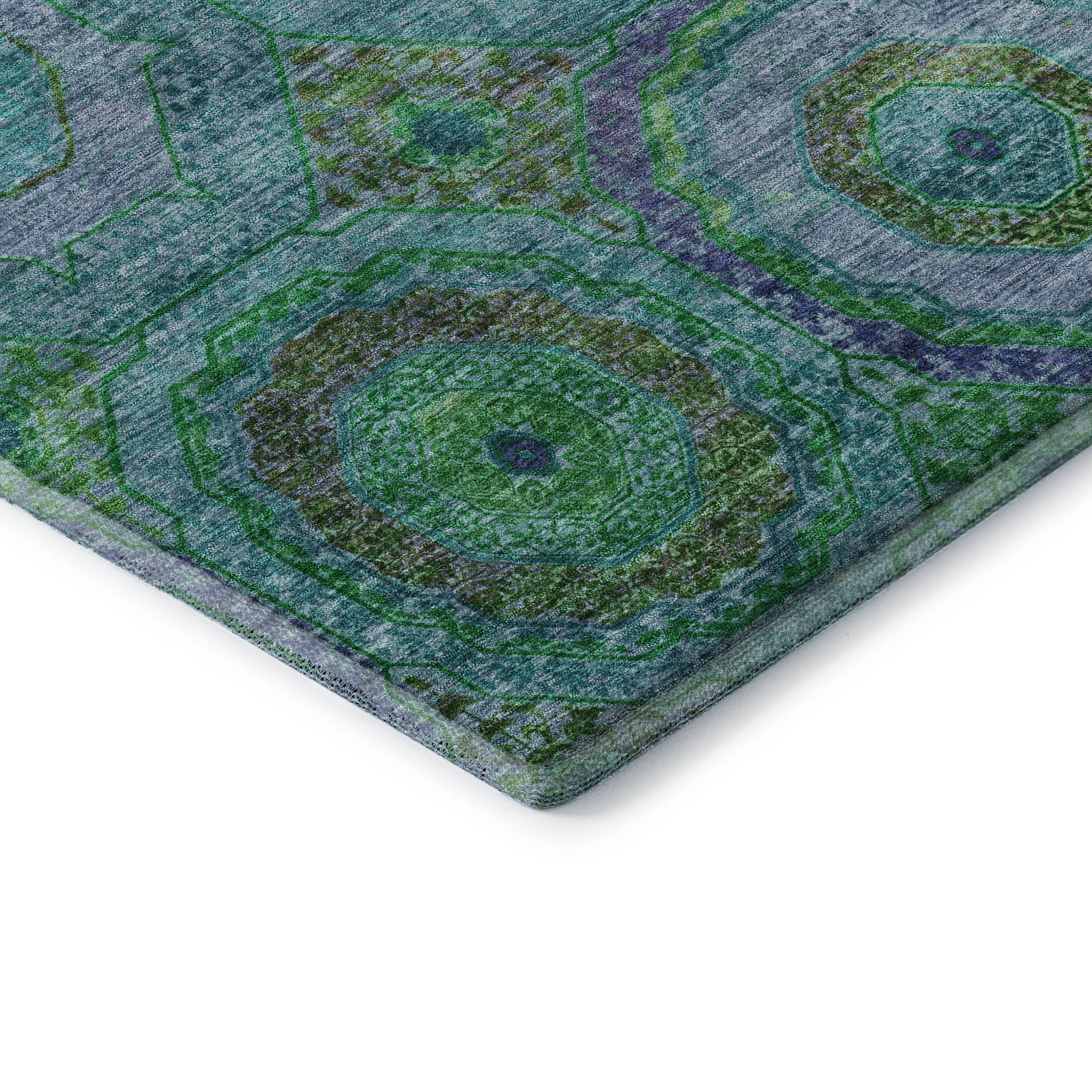 Athens Machine Washable Transitional Teal Rug 1'8" x 2'6" #shape_Rectangle