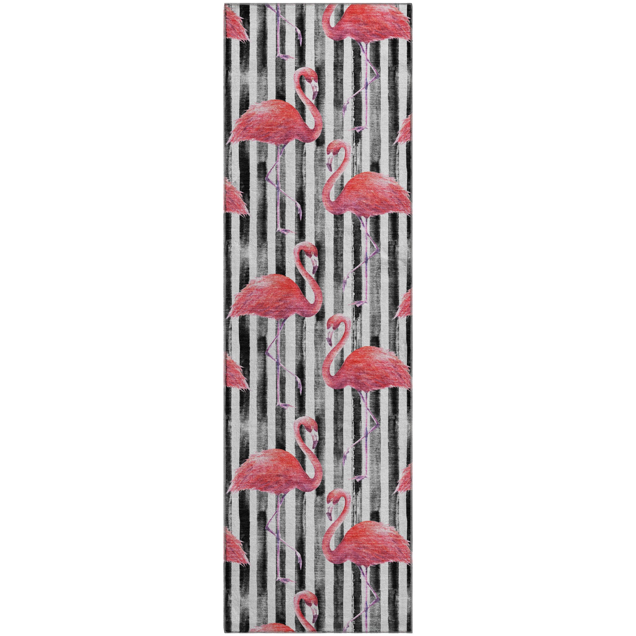 Marrakech Machine Washable Tropical Pink Black Rug 2'3" x 7'6" #shape_Runner
