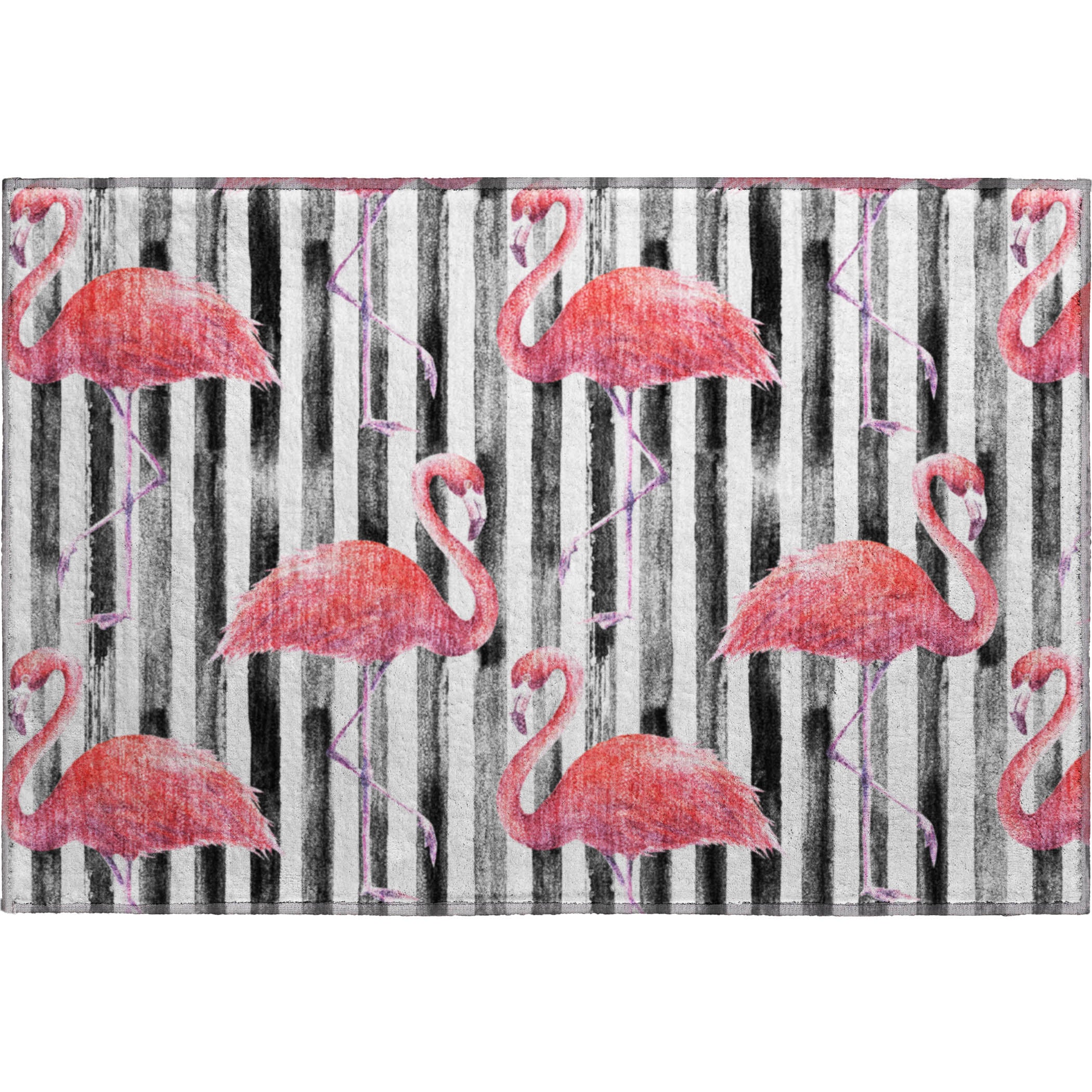 Marrakech Machine Washable Tropical Pink Black Rug 1'8" x 2'6" #shape_Rectangle