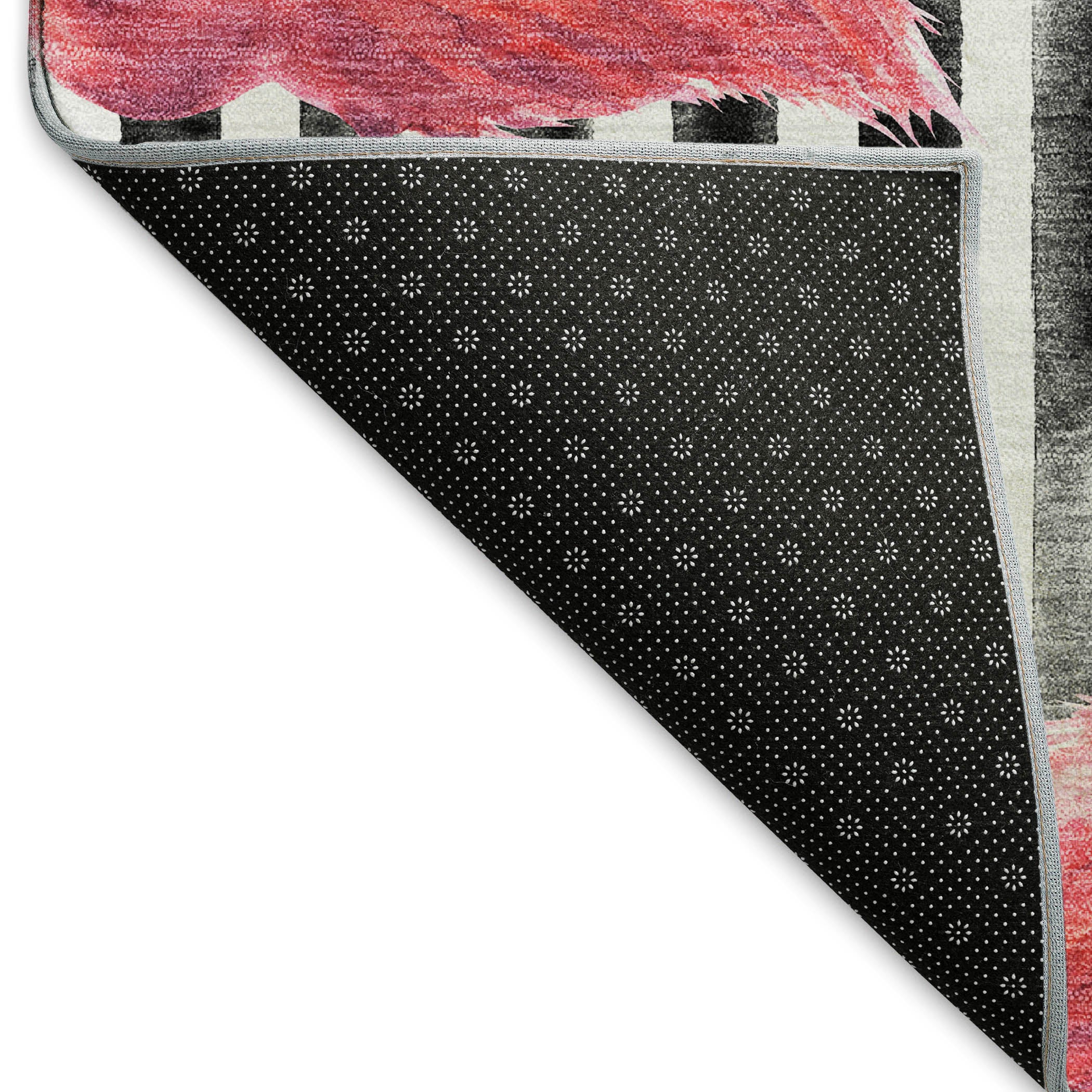 Marrakech Machine Washable Tropical Pink Black Rug 1'8" x 2'6" #shape_Rectangle