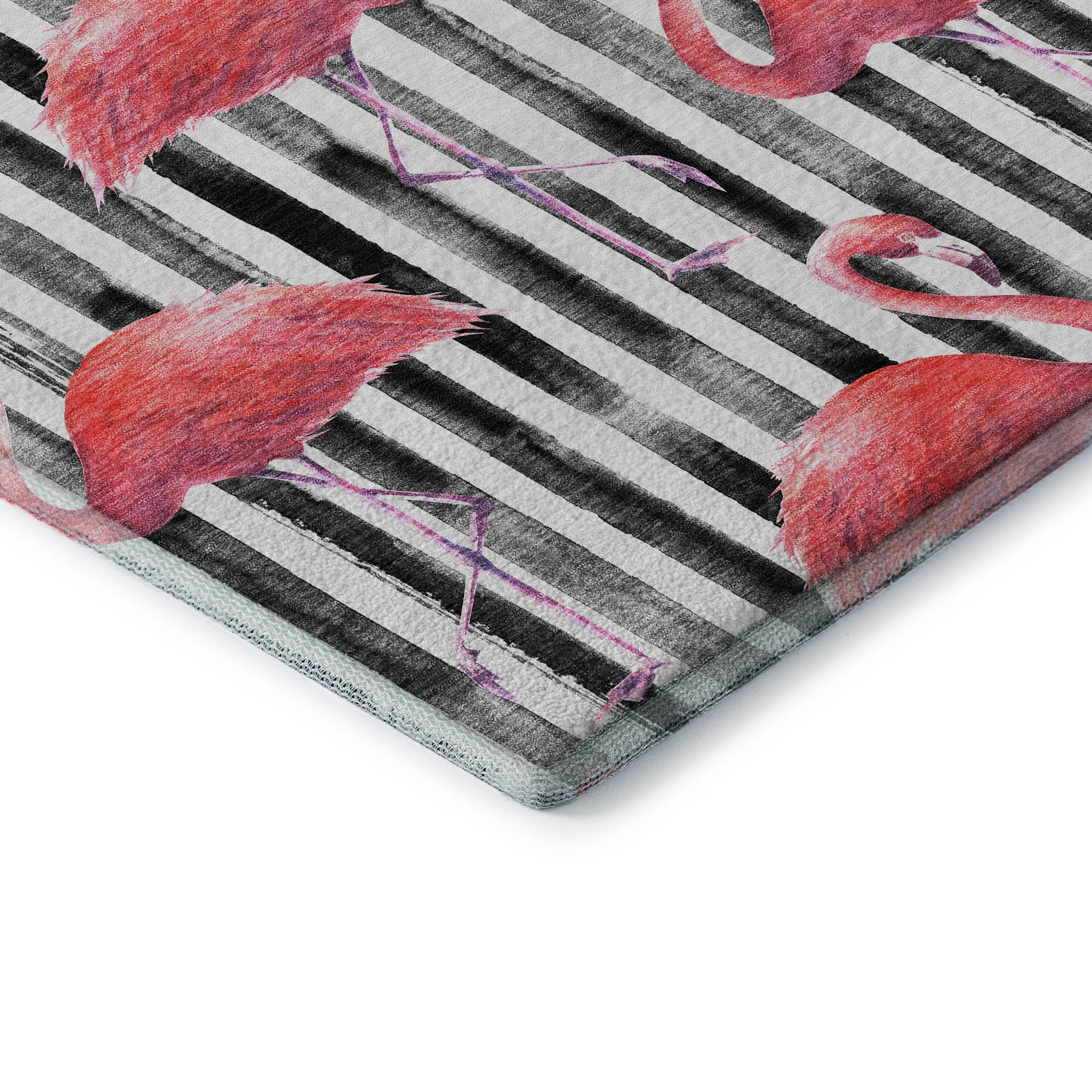 Marrakech Machine Washable Tropical Pink Black Rug 1'8" x 2'6" #shape_Rectangle