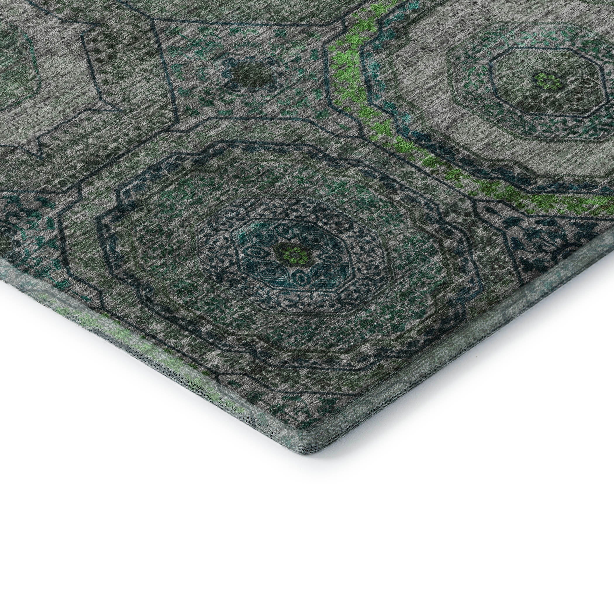 Budapest Machine Washable Transitional Teal Rug 1'8" x 2'6" #shape_Rectangle