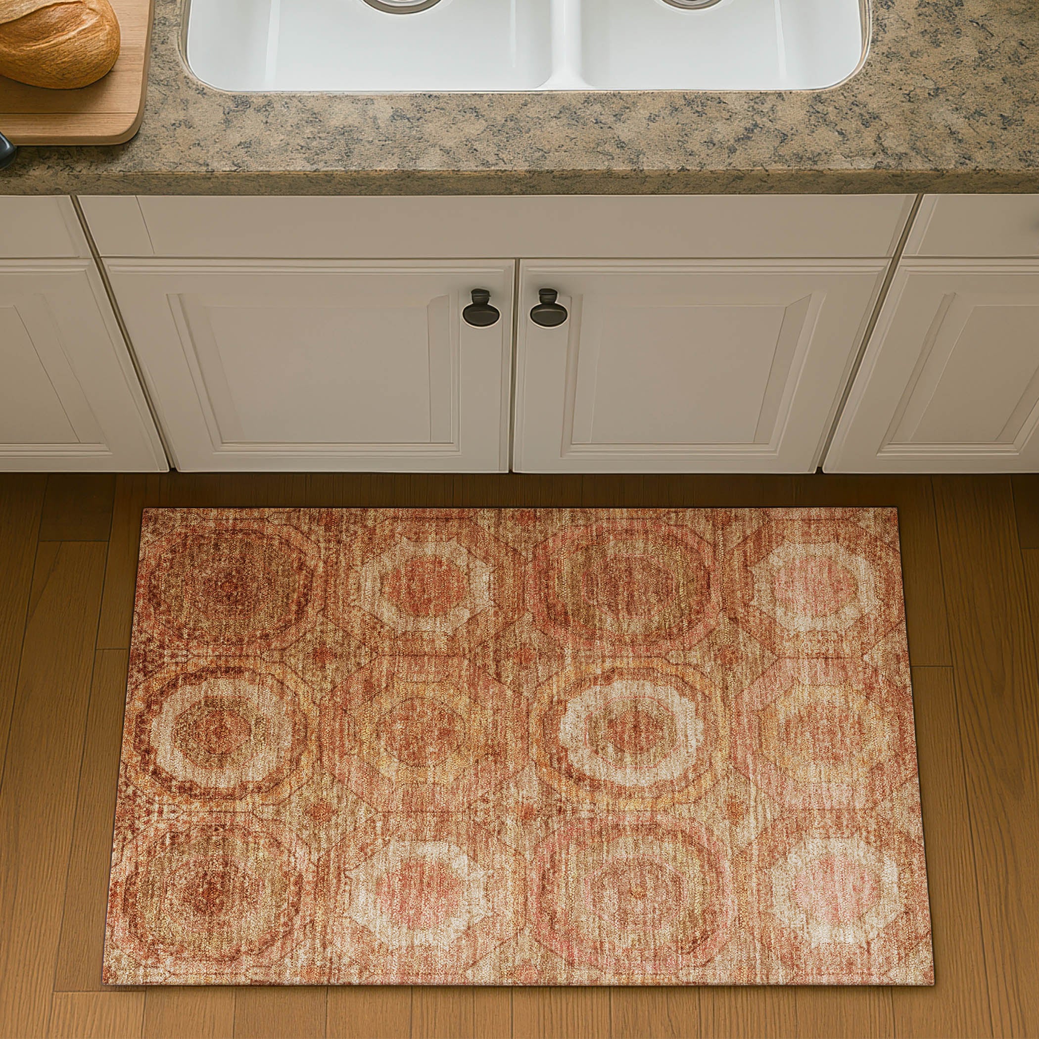 Budapest Machine Washable Transitional Terracotta Orange Rug 1'8" x 2'6" #shape_Rectangle