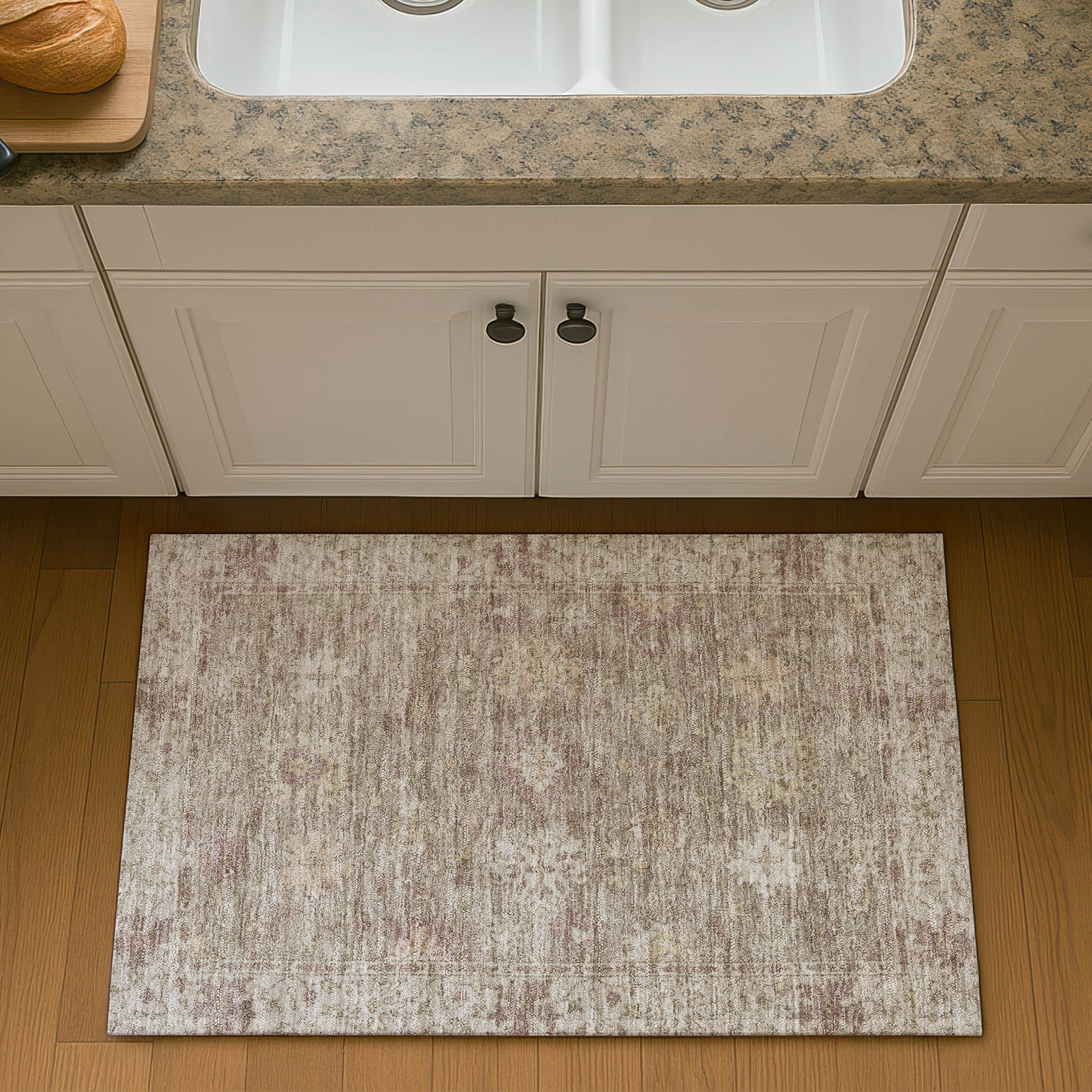 Split Machine Washable Traditional Khaki Brown Rug 1'8" x 2'6" #shape_Rectangle