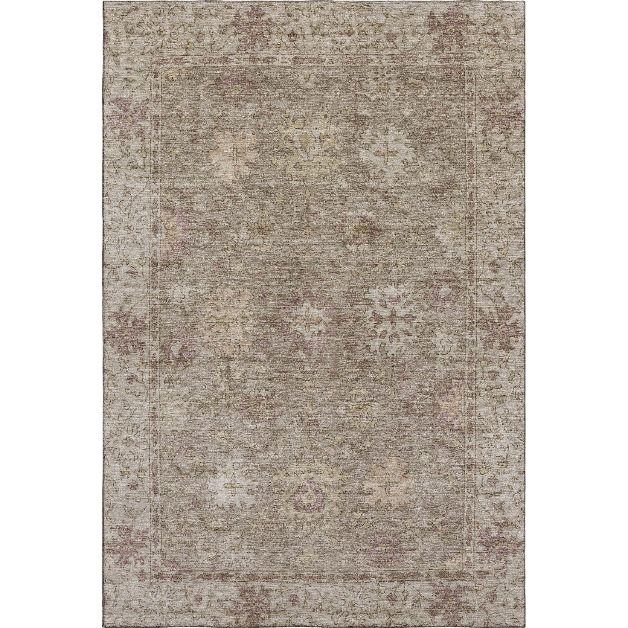 Split Machine Washable Traditional Khaki Brown Rug 2'6" x 3'10" #shape_Rectangle