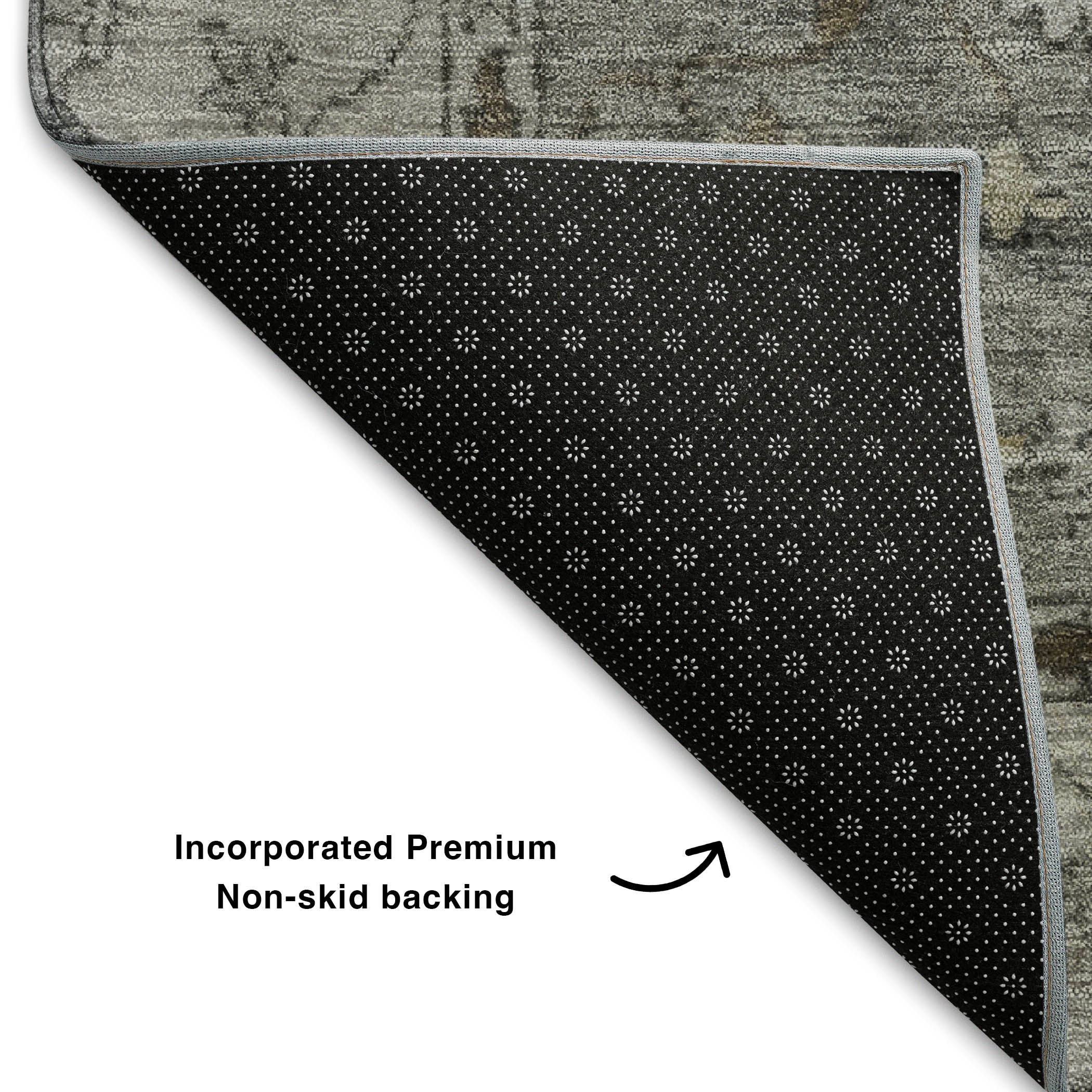 Split Machine Washable Traditional Pewter Gray Rug 1'8" x 2'6" #shape_Rectangle