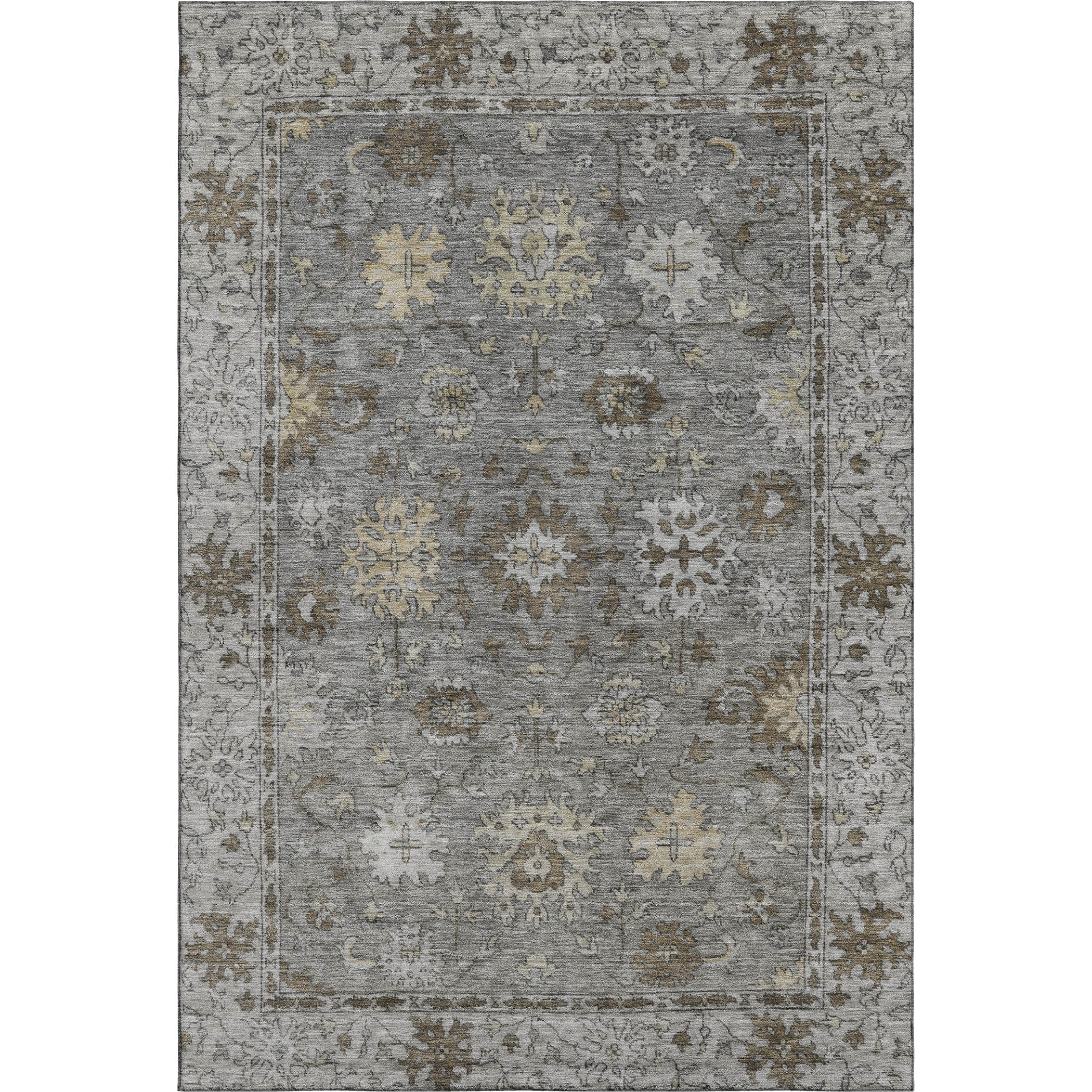 Split Machine Washable Traditional Pewter Gray Rug 2'6" x 3'10" #shape_Rectangle