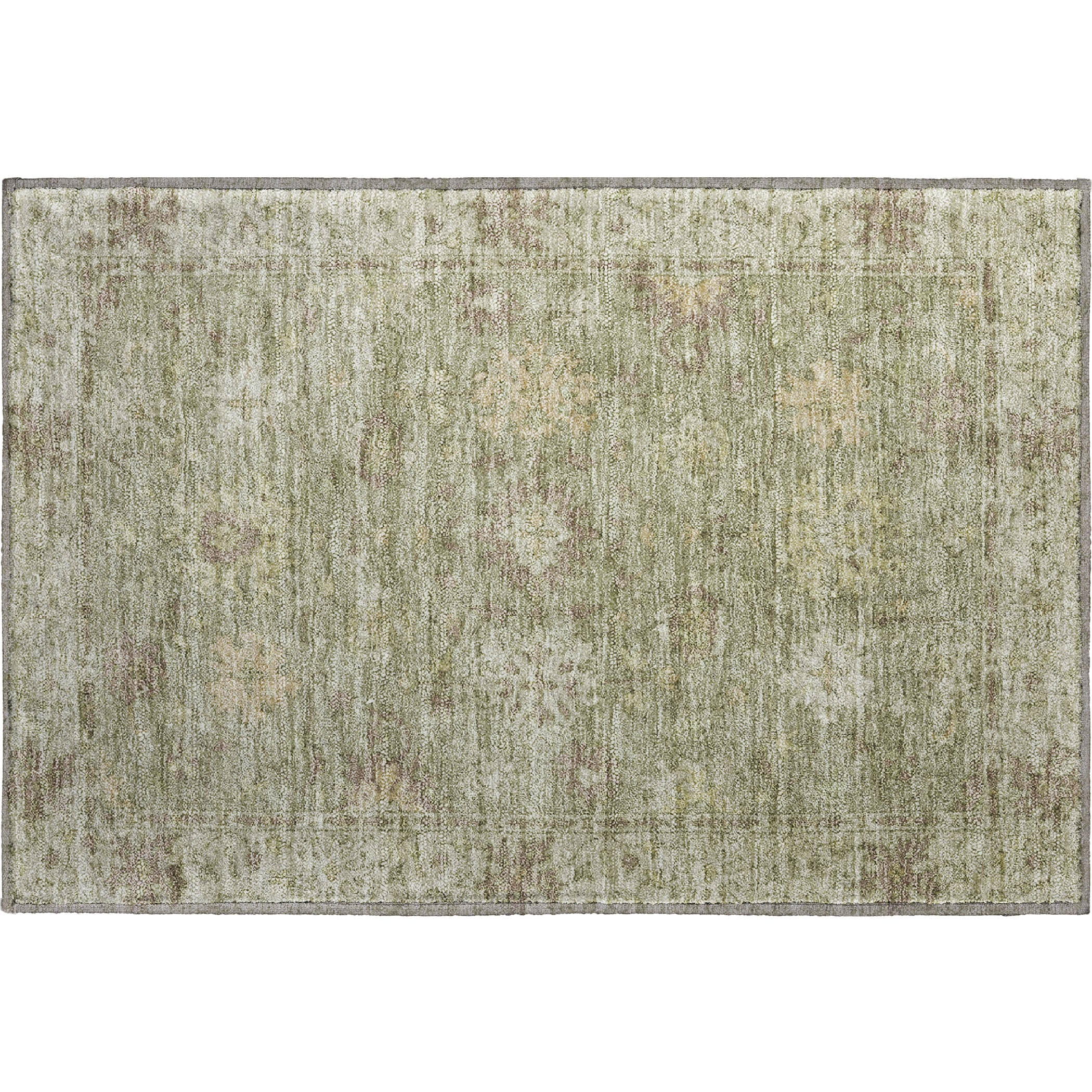 Split Machine Washable Traditional Sage Green Rug 1'8" x 2'6" #shape_Rectangle