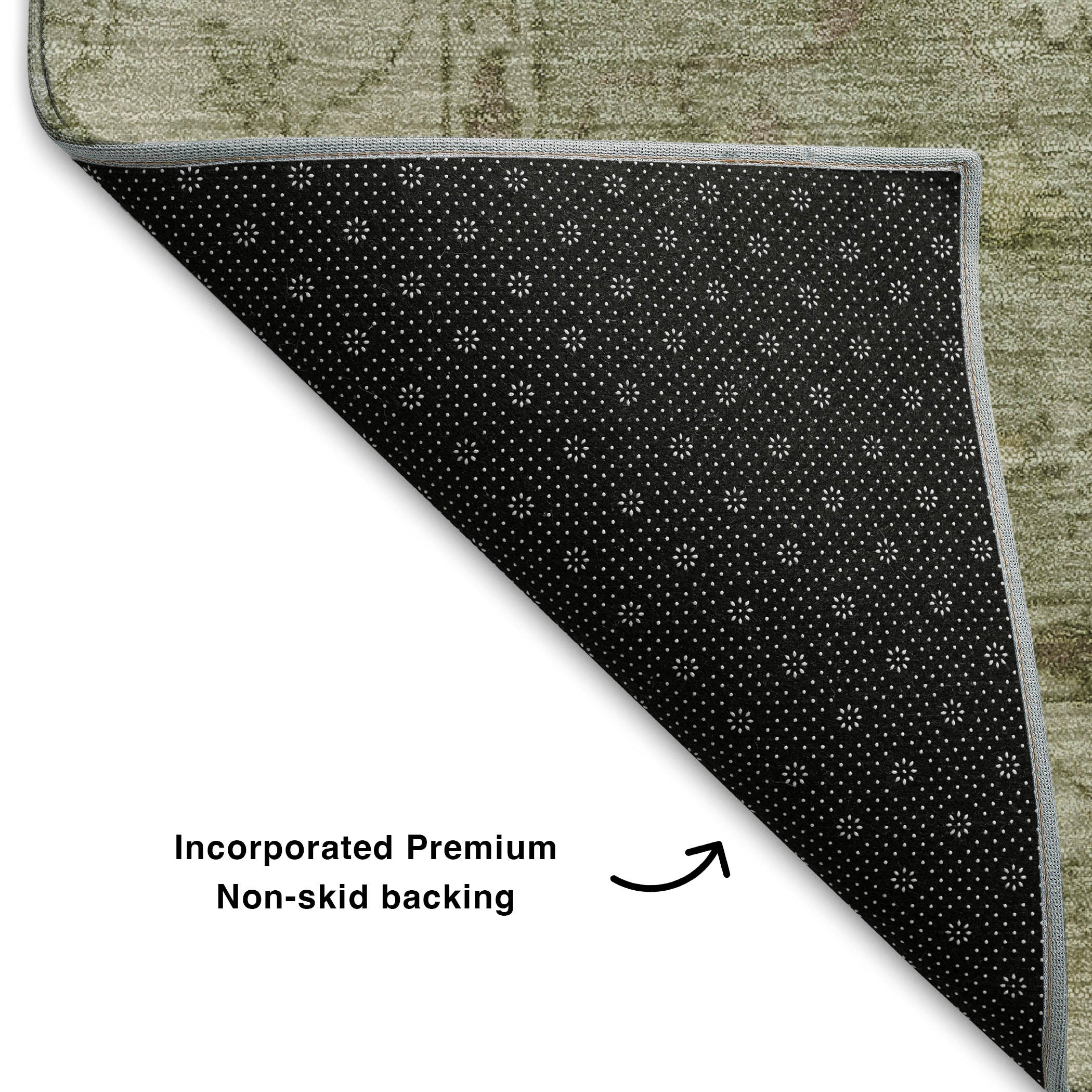 Split Machine Washable Traditional Sage Green Rug 1'8" x 2'6" #shape_Rectangle