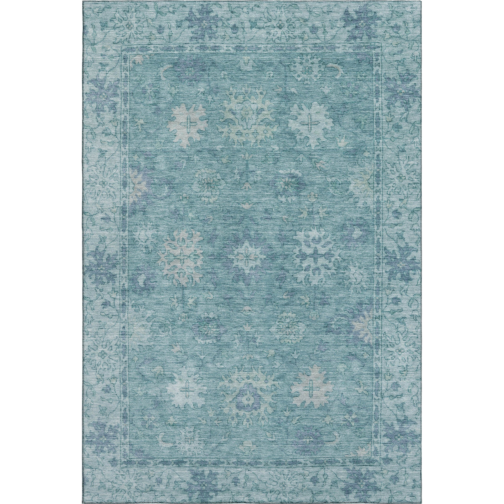 Split Machine Washable Traditional Teal Rug 2'6" x 3'10" #shape_Rectangle