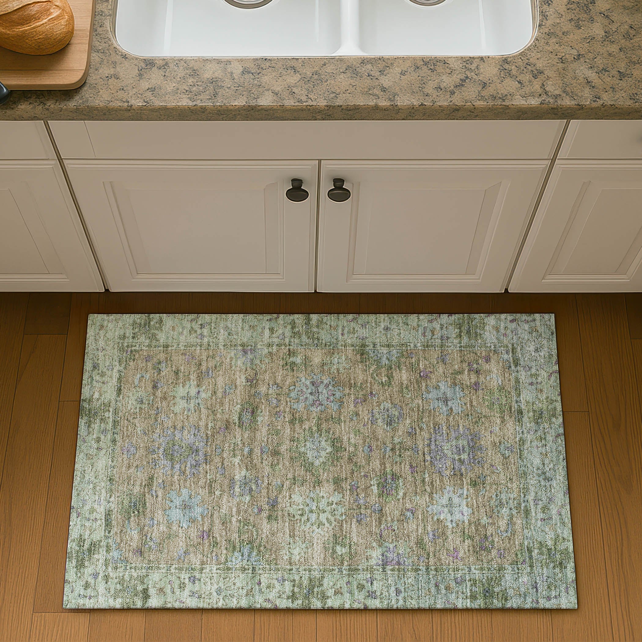 Prague Machine Washable Traditional Brown Rug 1'8" x 2'6" #shape_Rectangle
