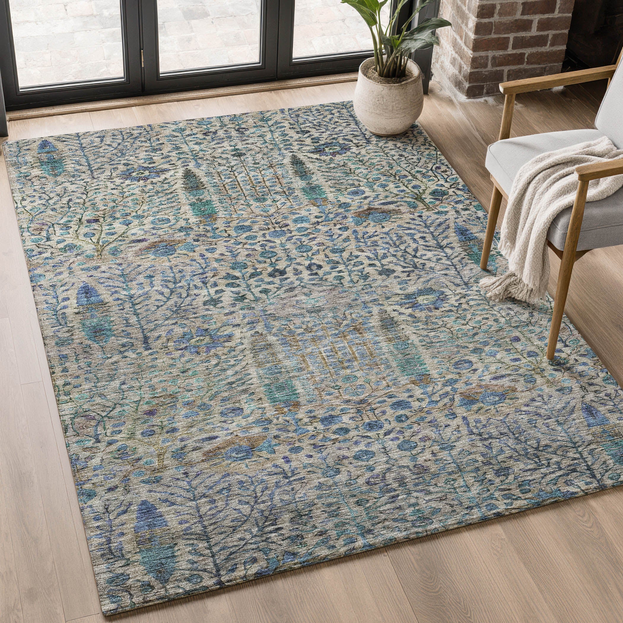 Antigua Machine Washable Transitional Brown Rug 2'6" x 3'10" #shape_Rectangle