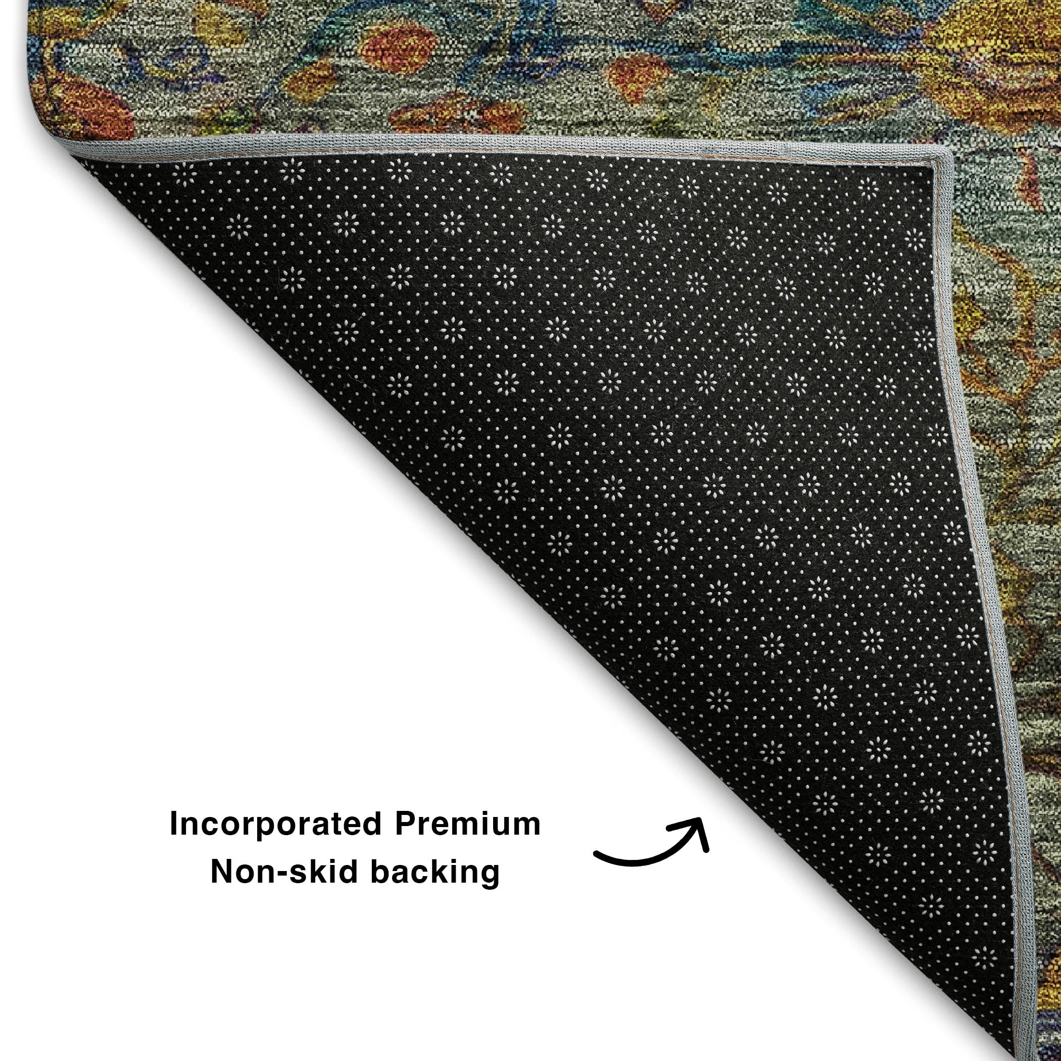 Antigua Machine Washable Transitional Green Rug 1'8" x 2'6" #shape_Rectangle