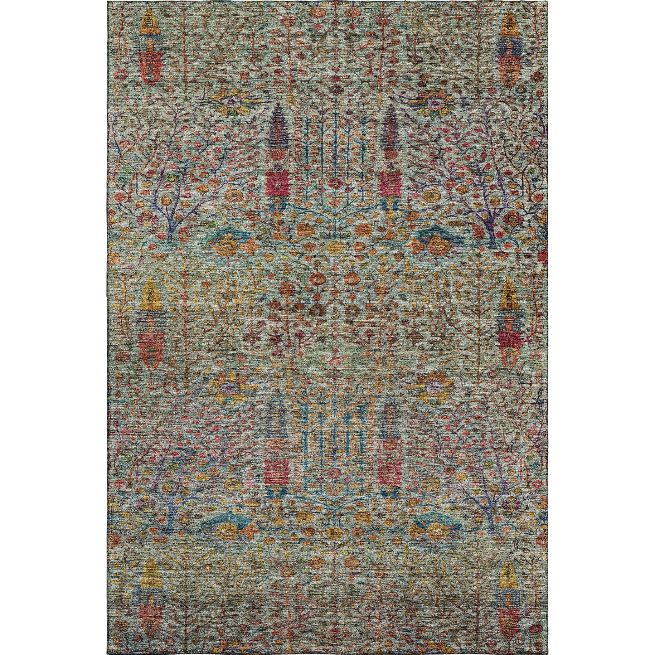 Antigua Machine Washable Transitional Green Rug 2'6" x 3'10" #shape_Rectangle