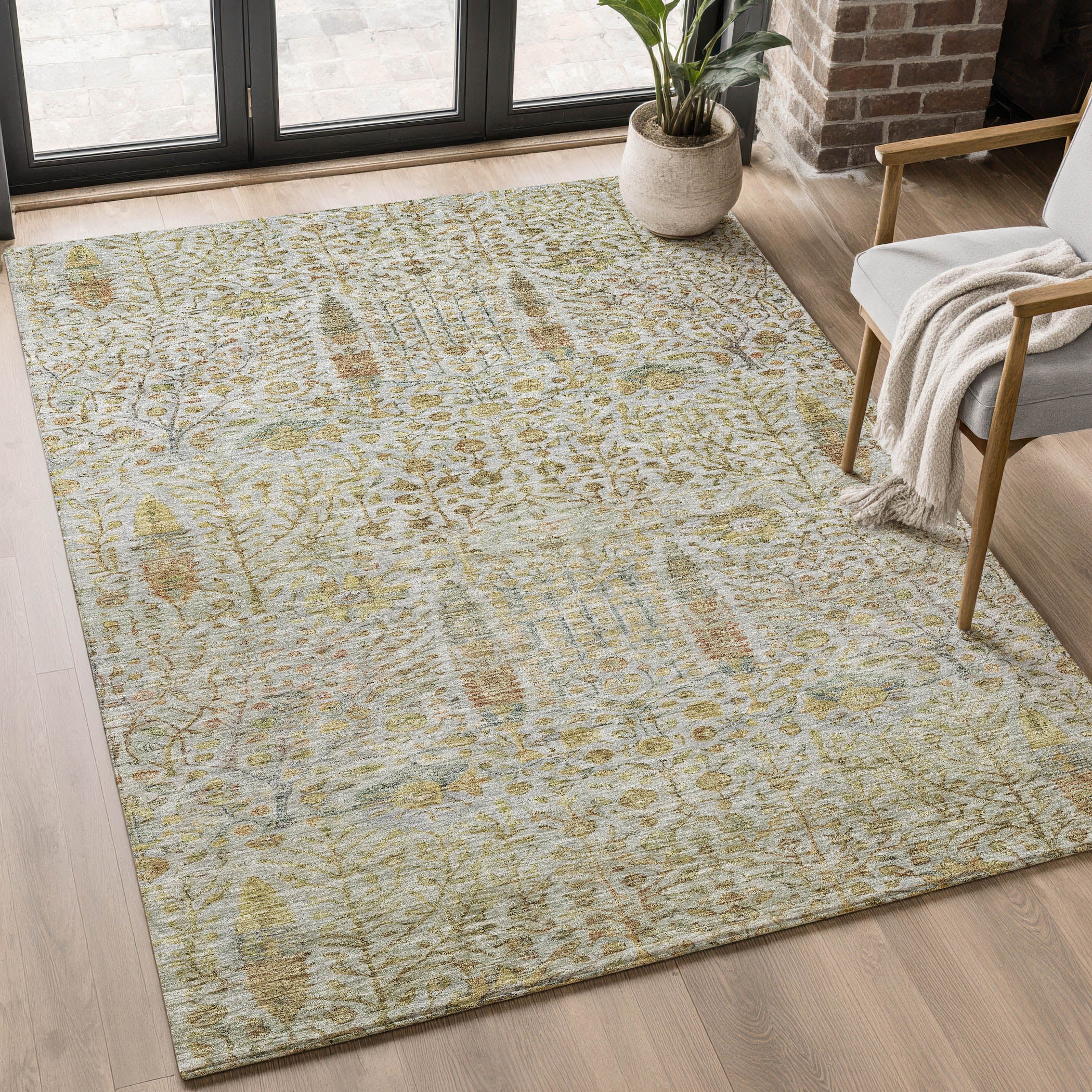 Antigua Machine Washable Transitional Linen Ivory Rug 2'6" x 3'10" #shape_Rectangle