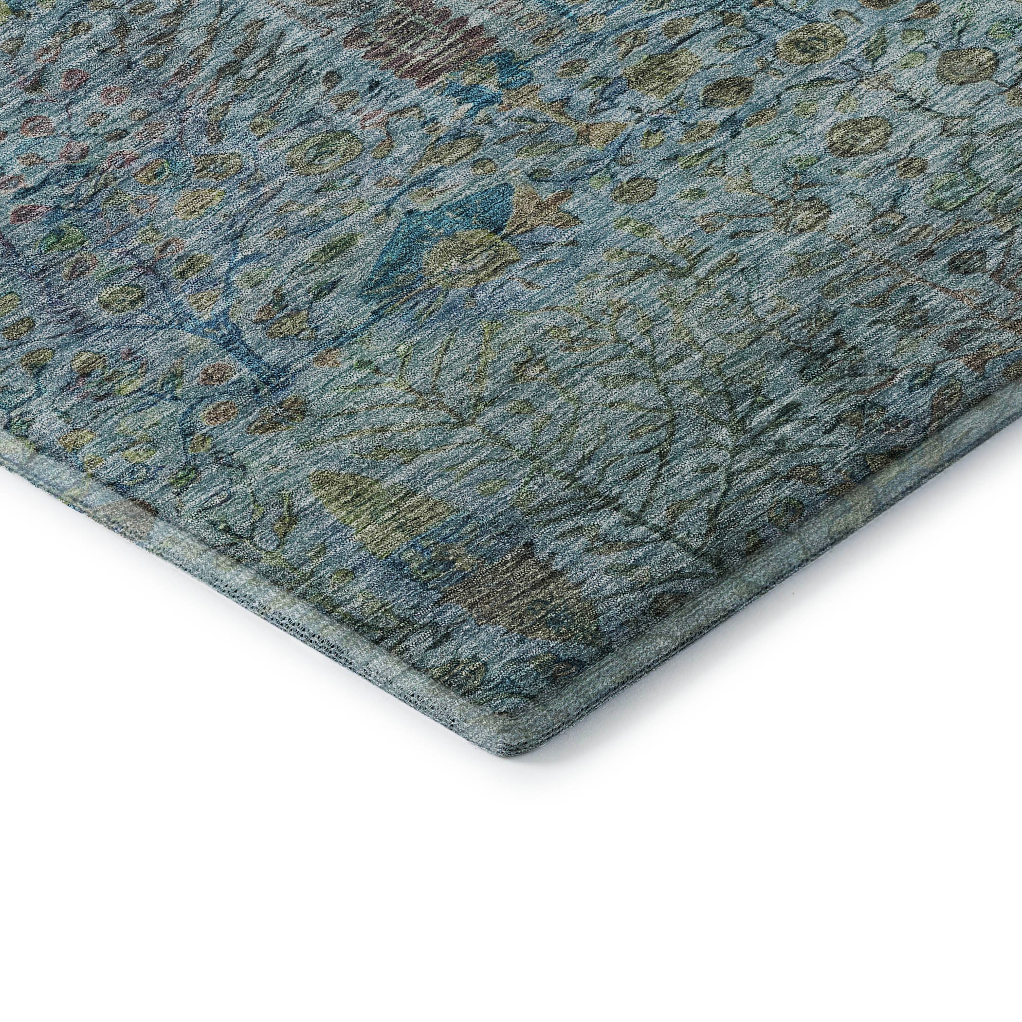 Antigua Machine Washable Transitional Teal Rug 1'8" x 2'6" #shape_Rectangle