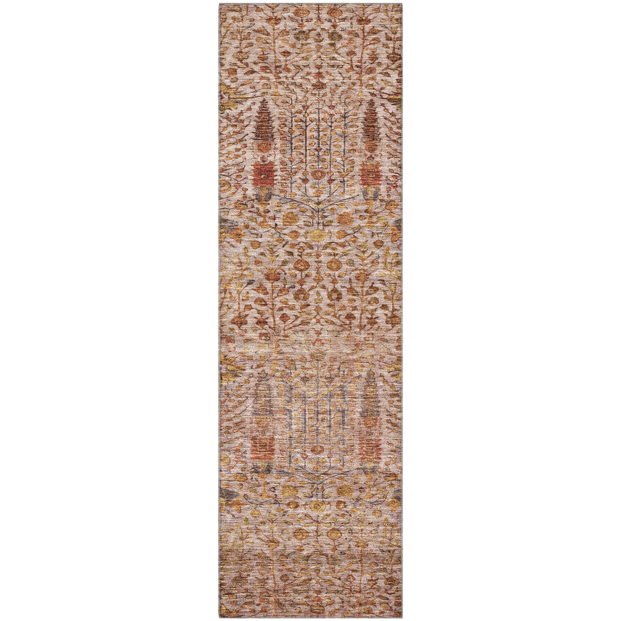 Antigua Machine Washable Transitional Terracotta Orange Rug 2'3" x 7'6" #shape_Runner