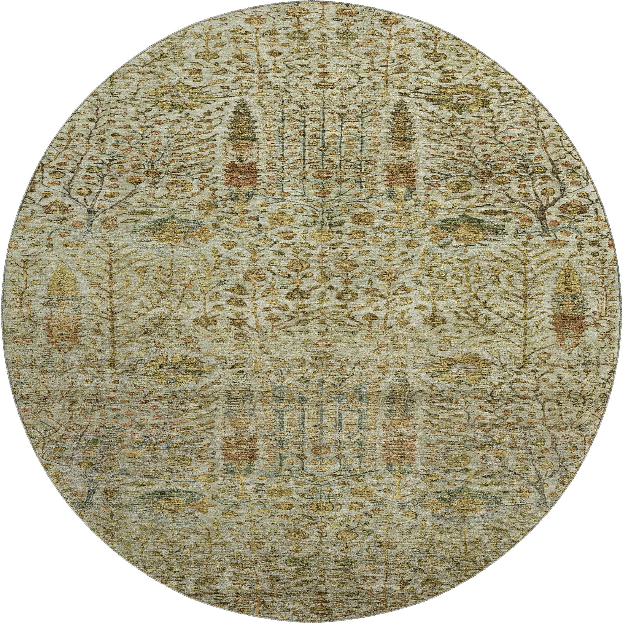 Antigua Machine Washable Transitional Wheat Gold Rug 8' x 8' #shape_Round