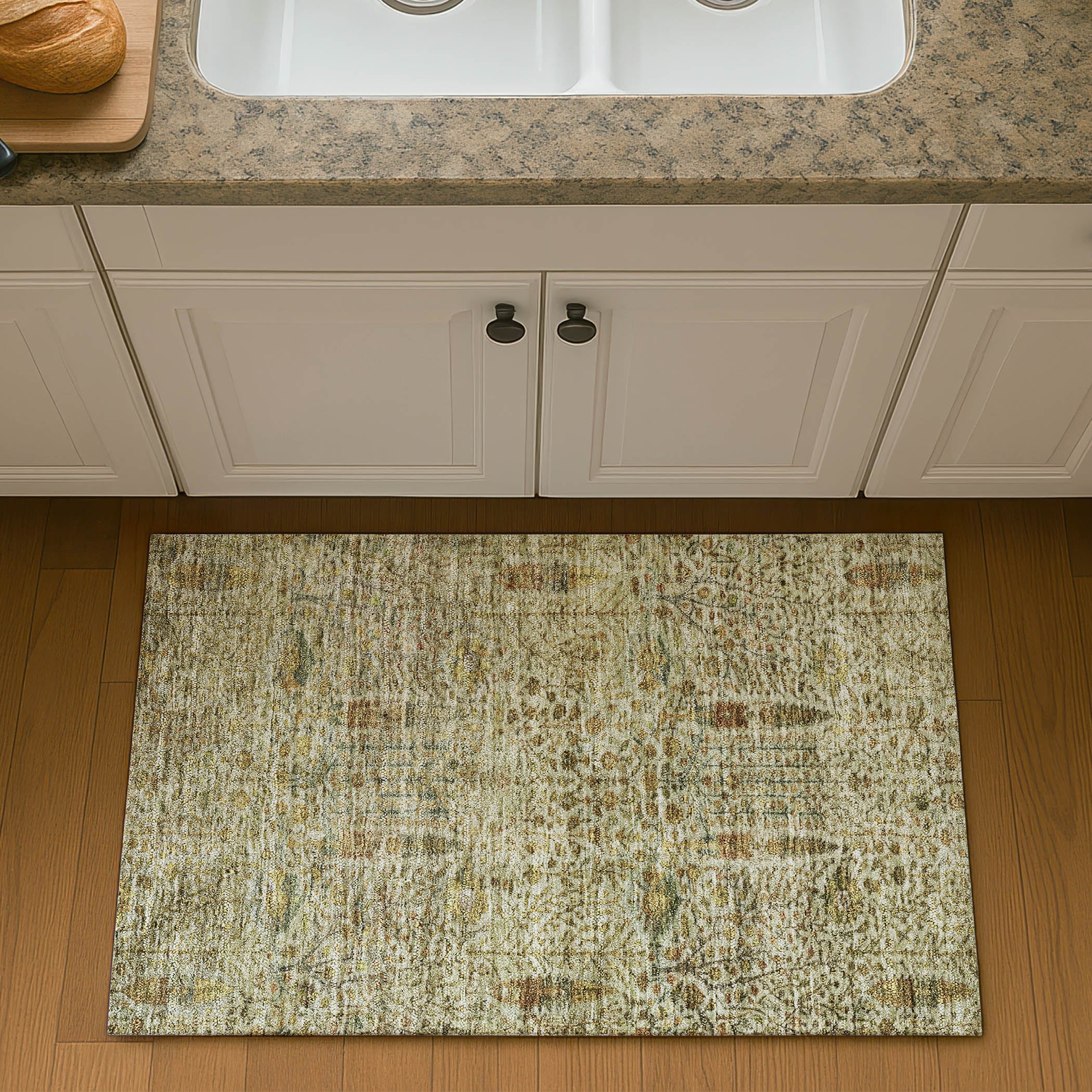 Antigua Machine Washable Transitional Wheat Gold Rug 1'8" x 2'6" #shape_Rectangle