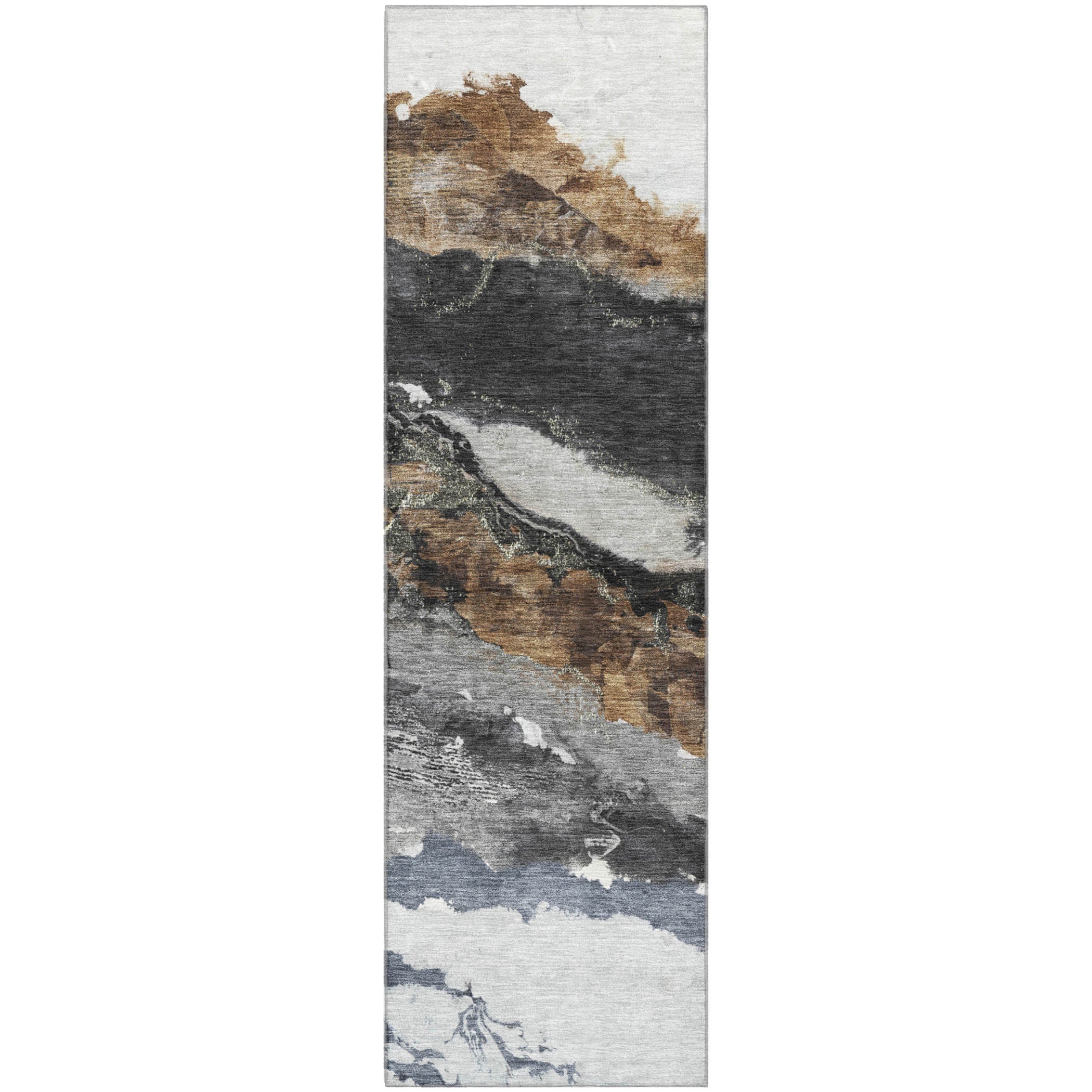 Queenstown Machine Washable Transitional Gray Rug 2'3" x 7'6" #shape_Runner