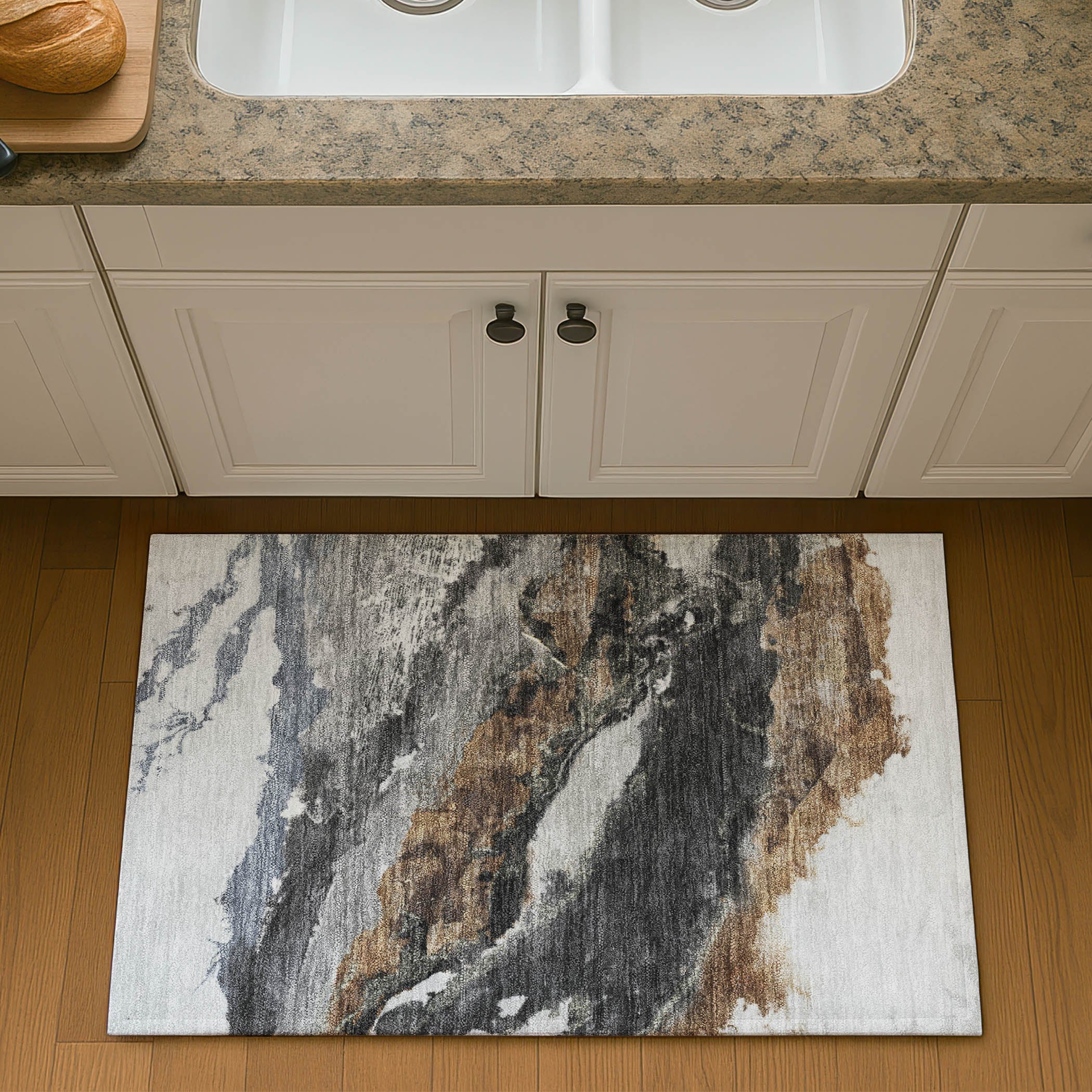 Queenstown Machine Washable Transitional Gray Rug 1'8" x 2'6" #shape_Rectangle