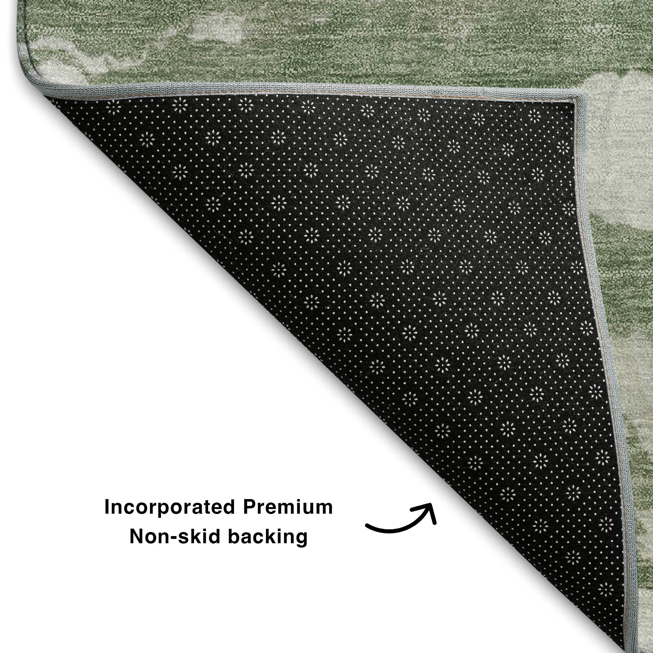 Queenstown Machine Washable Transitional Green Rug 1'8" x 2'6" #shape_Rectangle