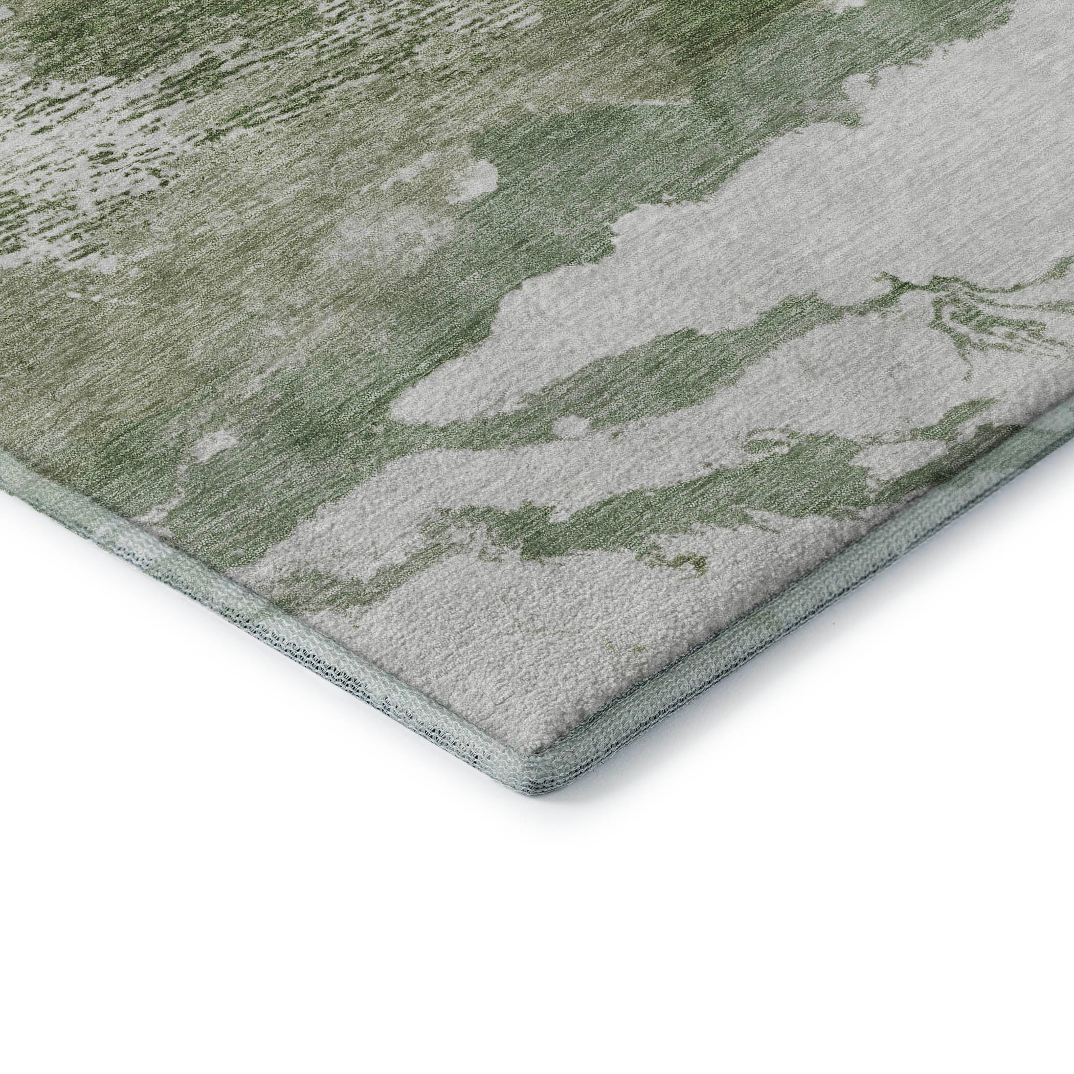 Queenstown Machine Washable Transitional Green Rug 1'8" x 2'6" #shape_Rectangle