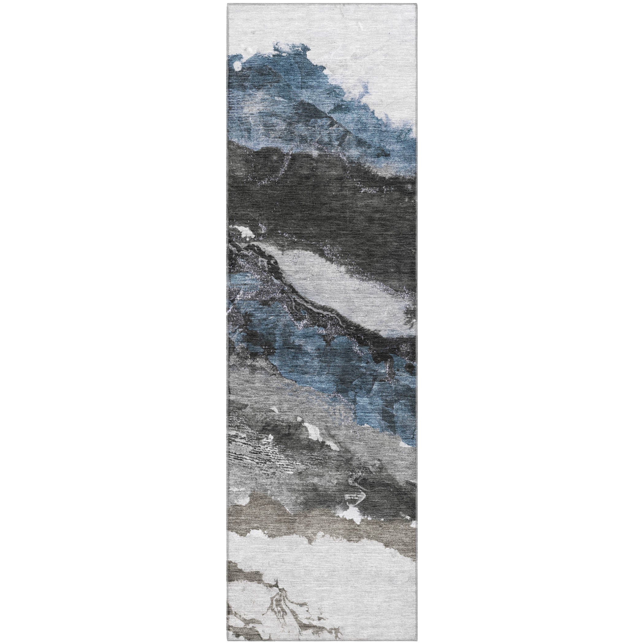 Queenstown Machine Washable Transitional Pewter Gray Rug 2'3" x 7'6" #shape_Runner