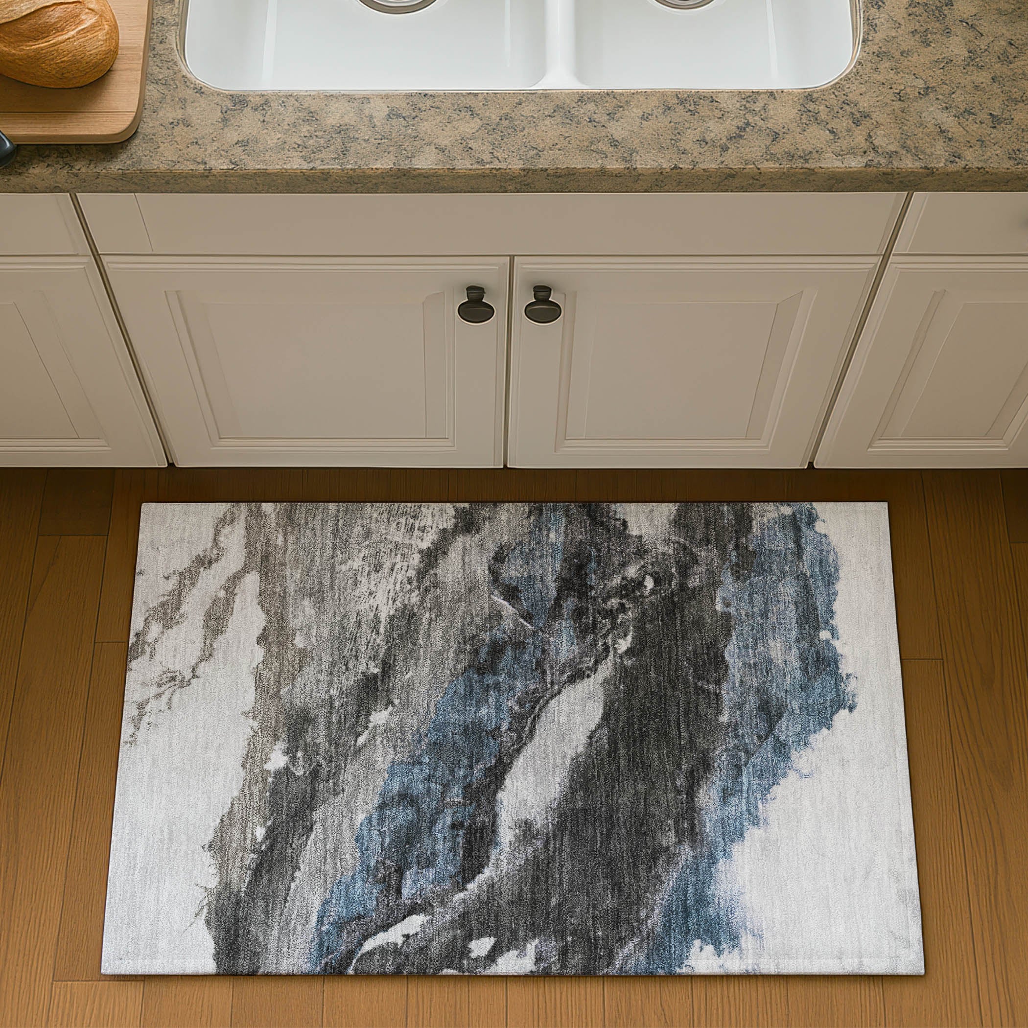 Queenstown Machine Washable Transitional Pewter Gray Rug 1'8" x 2'6" #shape_Rectangle