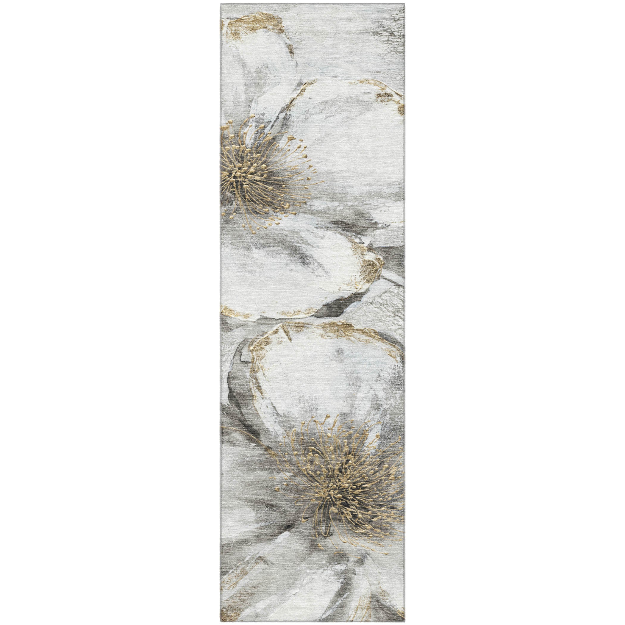 Baku Machine Washable Transitional Silver Gray Rug 2'3" x 7'6" #shape_Runner