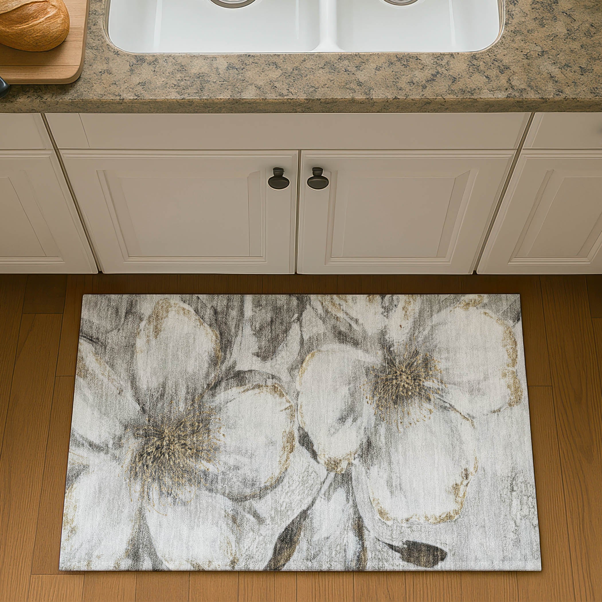 Baku Machine Washable Transitional Silver Gray Rug 1'8" x 2'6" #shape_Rectangle