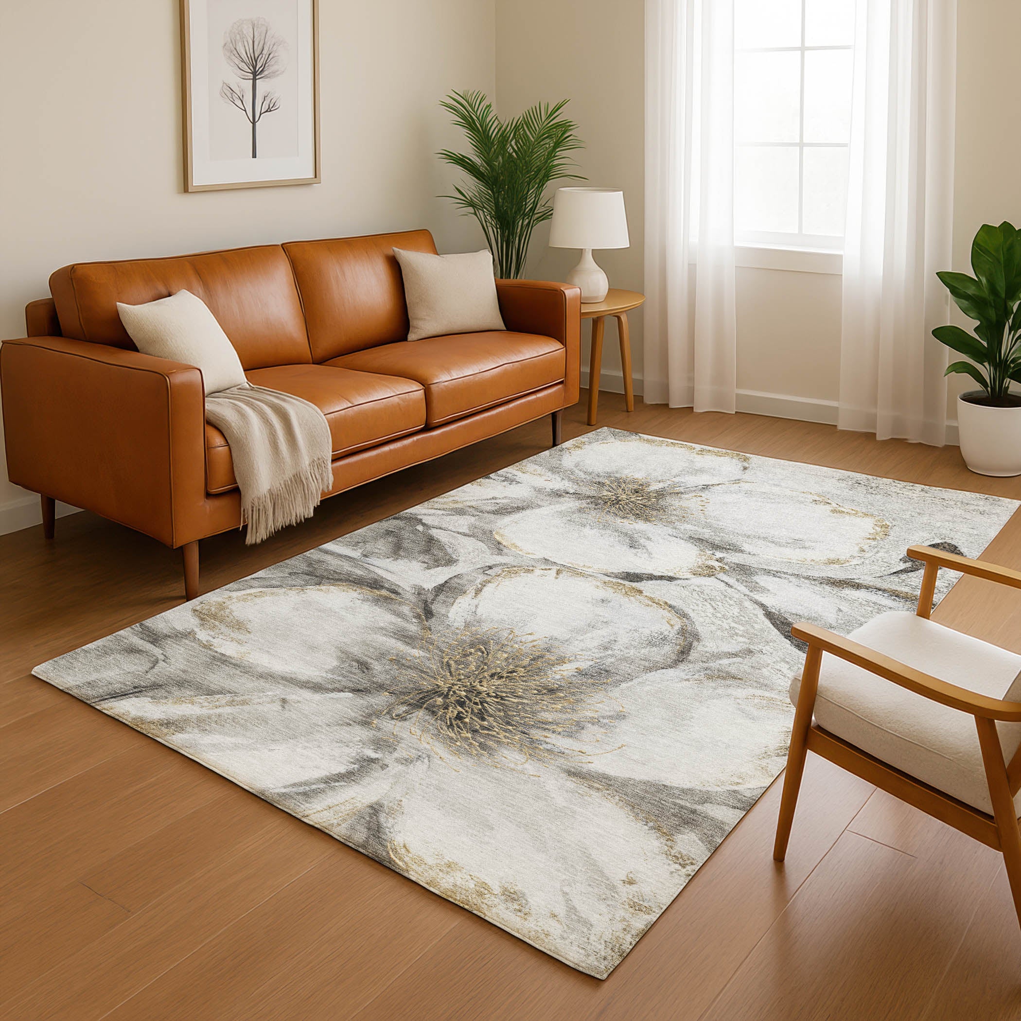 Baku Machine Washable Transitional Silver Gray Rug 2'6" x 3'10" #shape_Rectangle