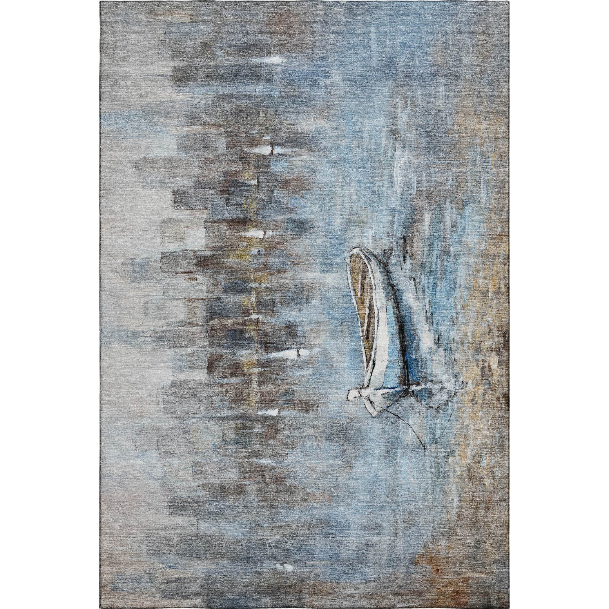 Athens Machine Washable Transitional Blue Rug 2'6" x 3'10" #shape_Rectangle