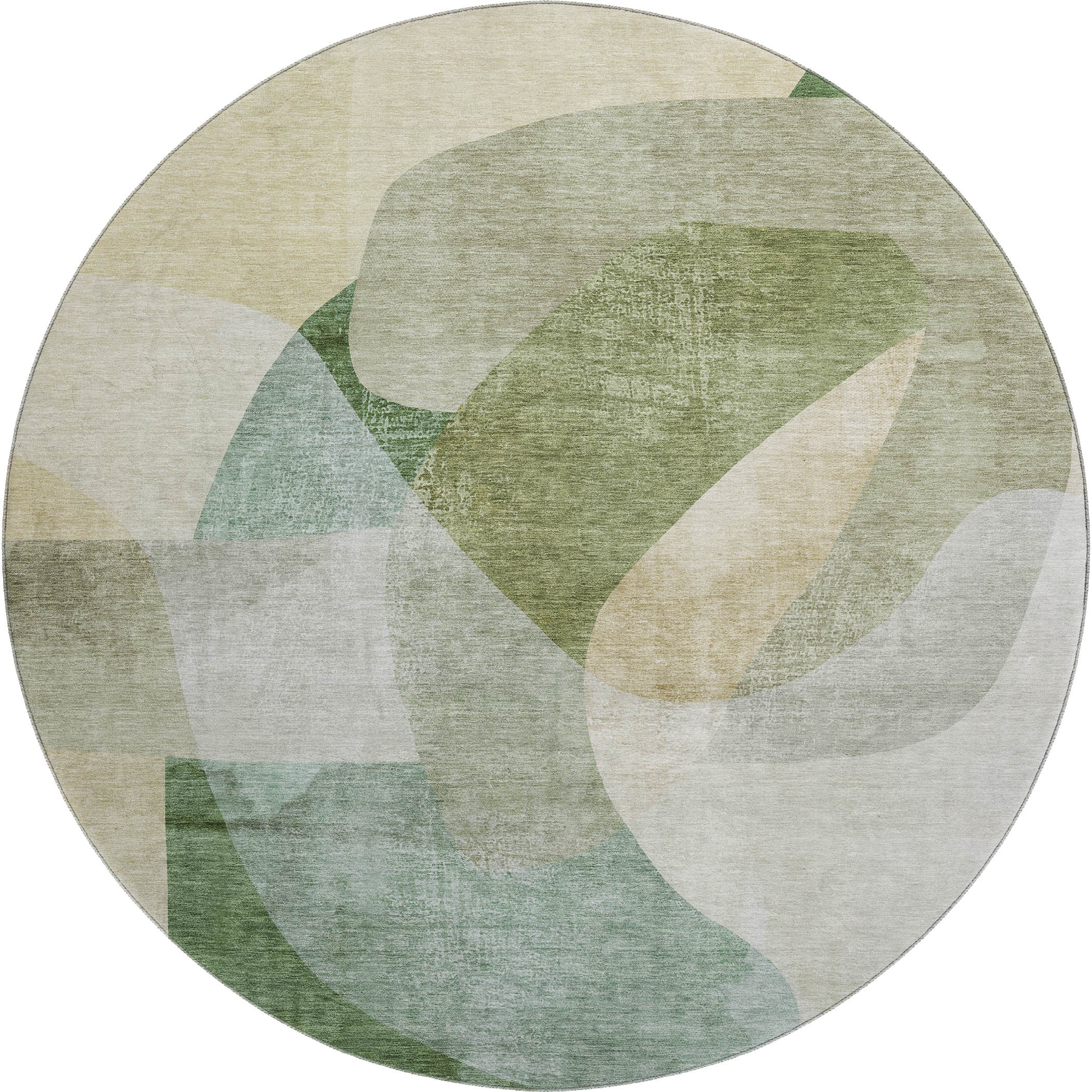 Valletta Machine Washable Transitional Aloe Green Rug 8' x 8' #shape_Round