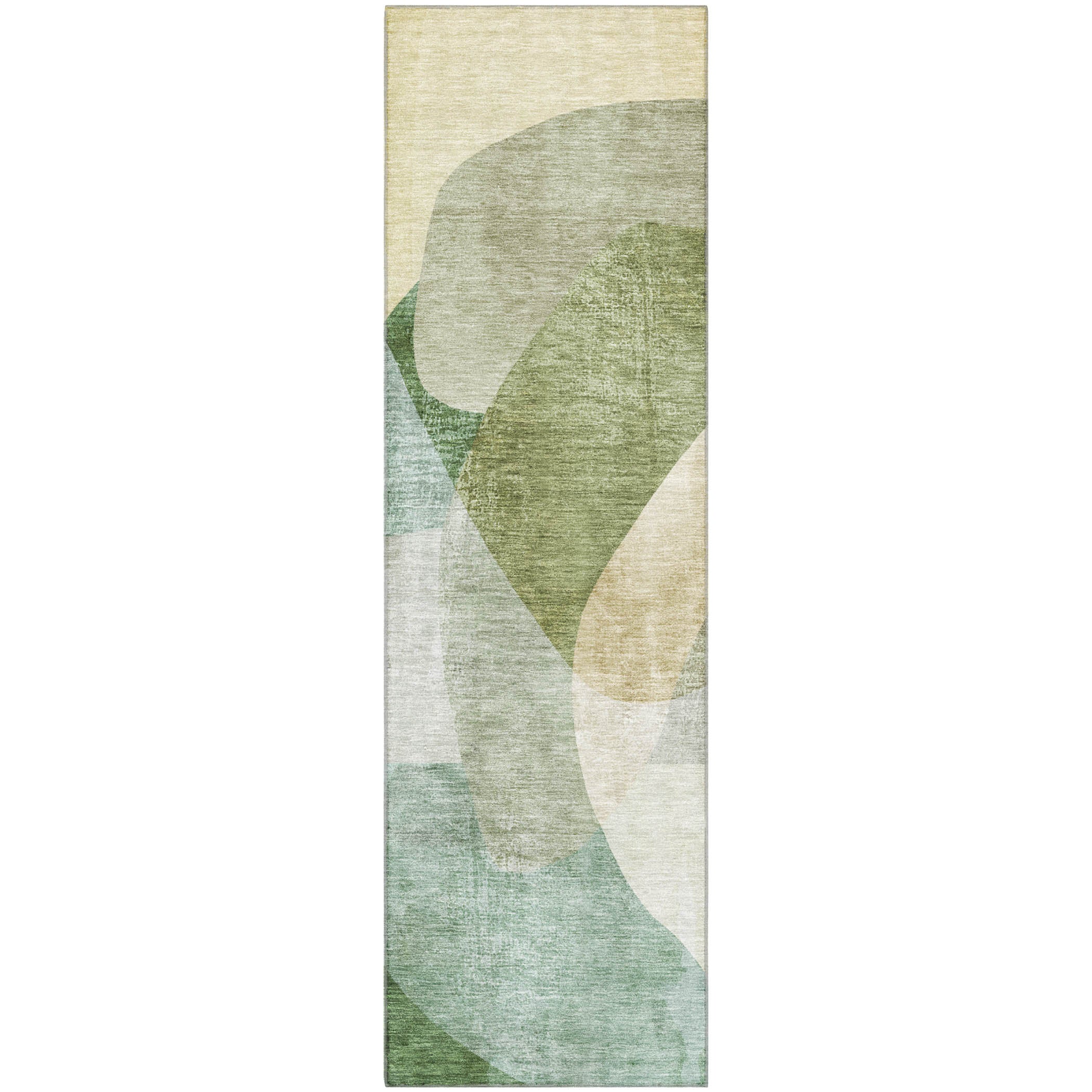 Valletta Machine Washable Transitional Aloe Green Rug 2'3" x 7'6" #shape_Runner