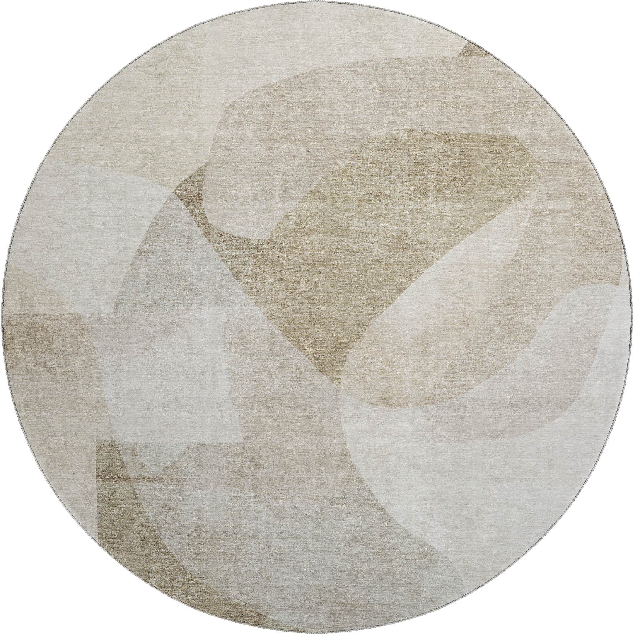 Valletta Machine Washable Transitional Beige Brown Rug 8' x 8' #shape_Round