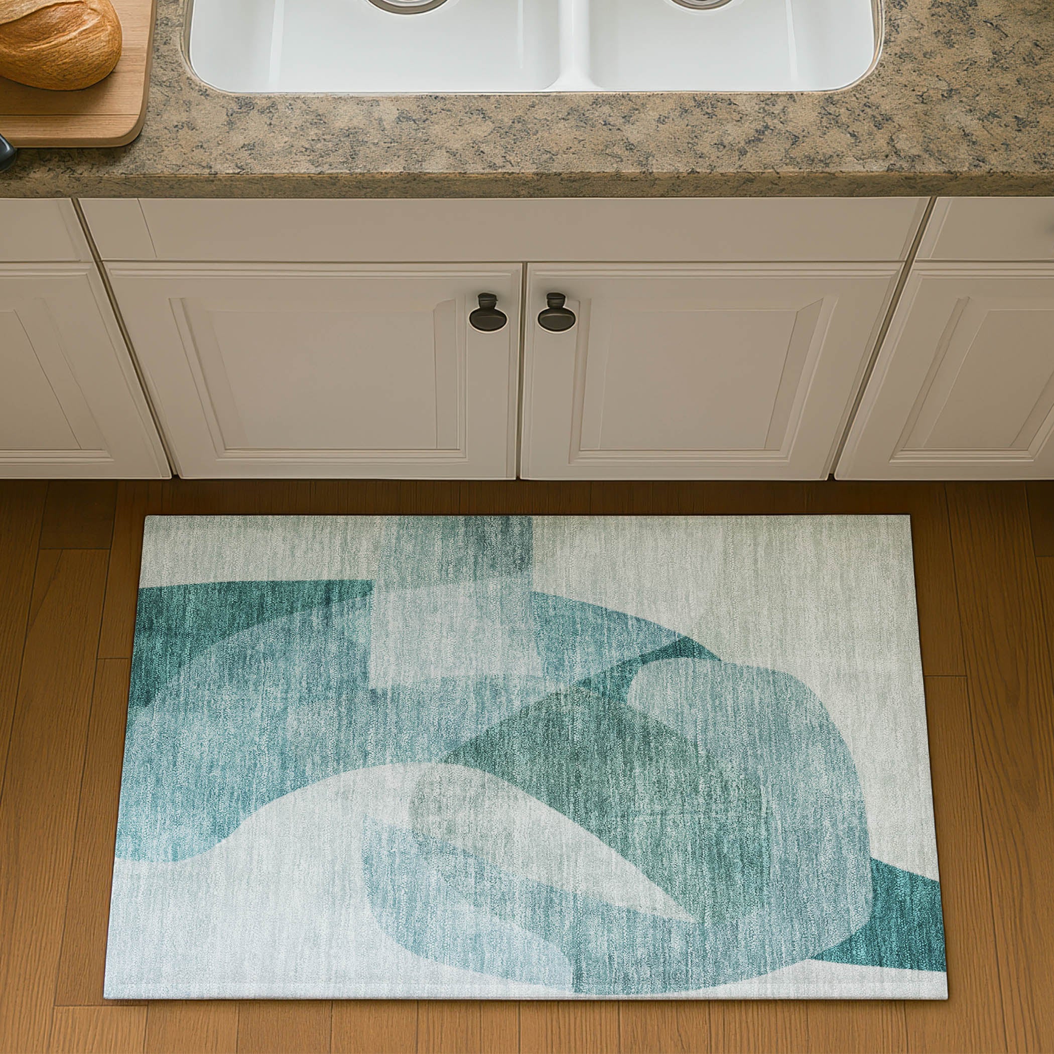 Valletta Machine Washable Transitional Teal Rug 1'8" x 2'6" #shape_Rectangle