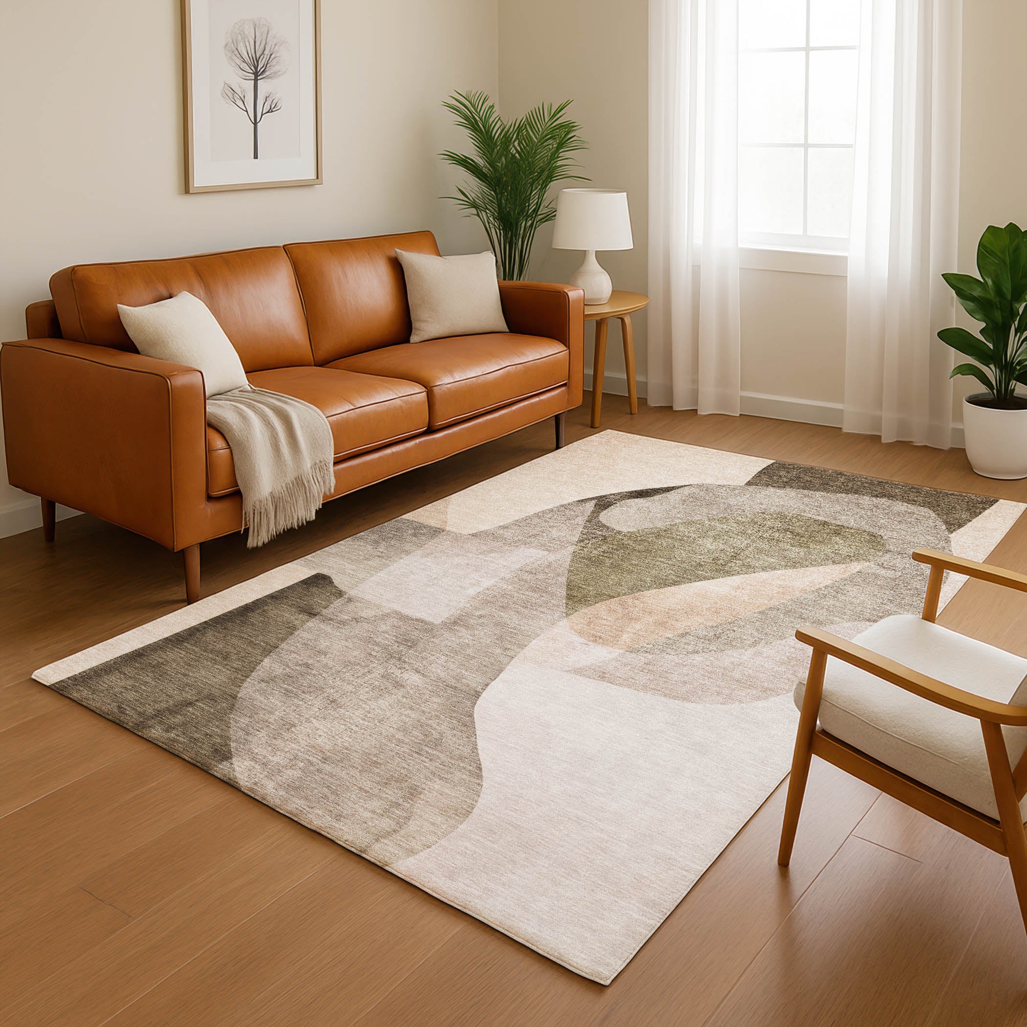 Antigua Machine Washable Transitional Taupe Brown Rug 2'6" x 3'10" #shape_Rectangle