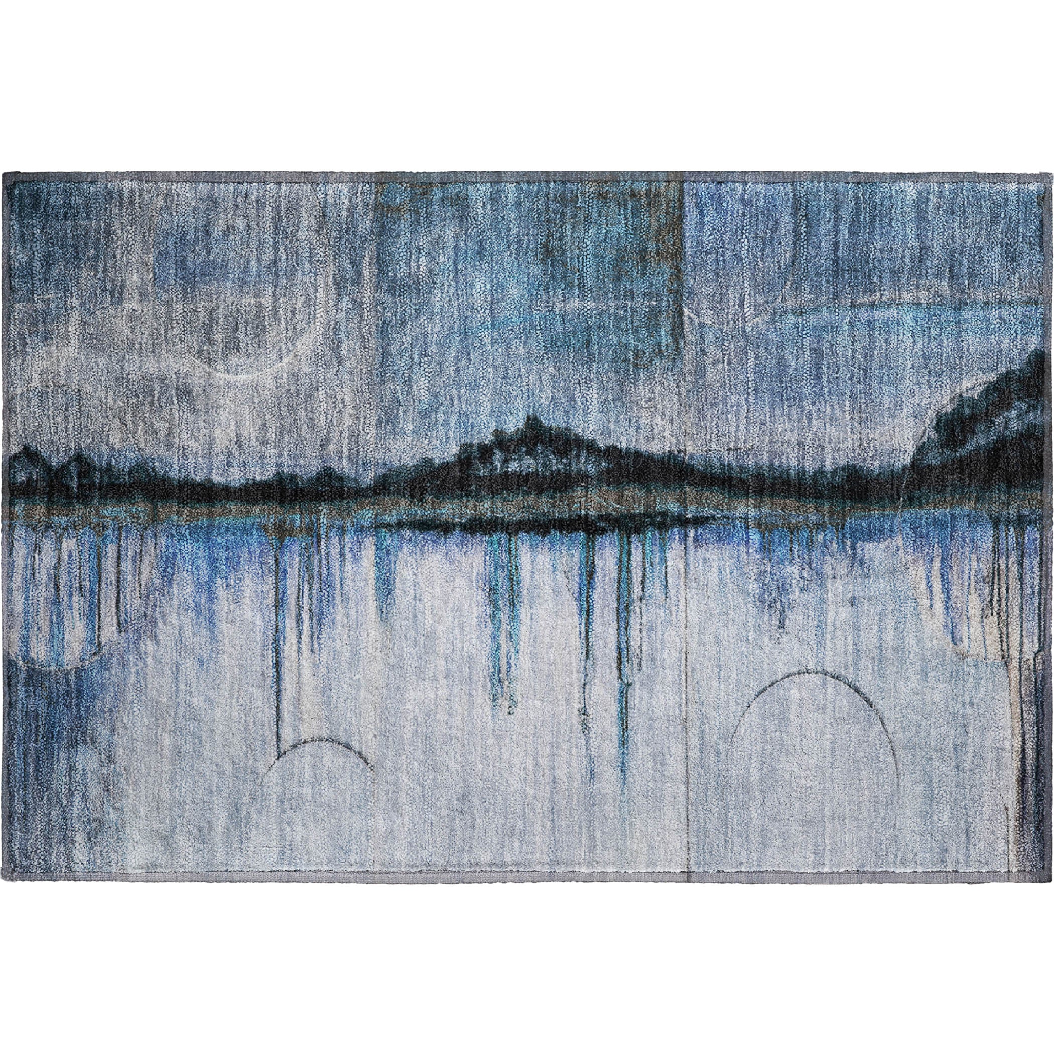 Rome Machine Washable Transitional Blue Rug 1'8" x 2'6" #shape_Rectangle
